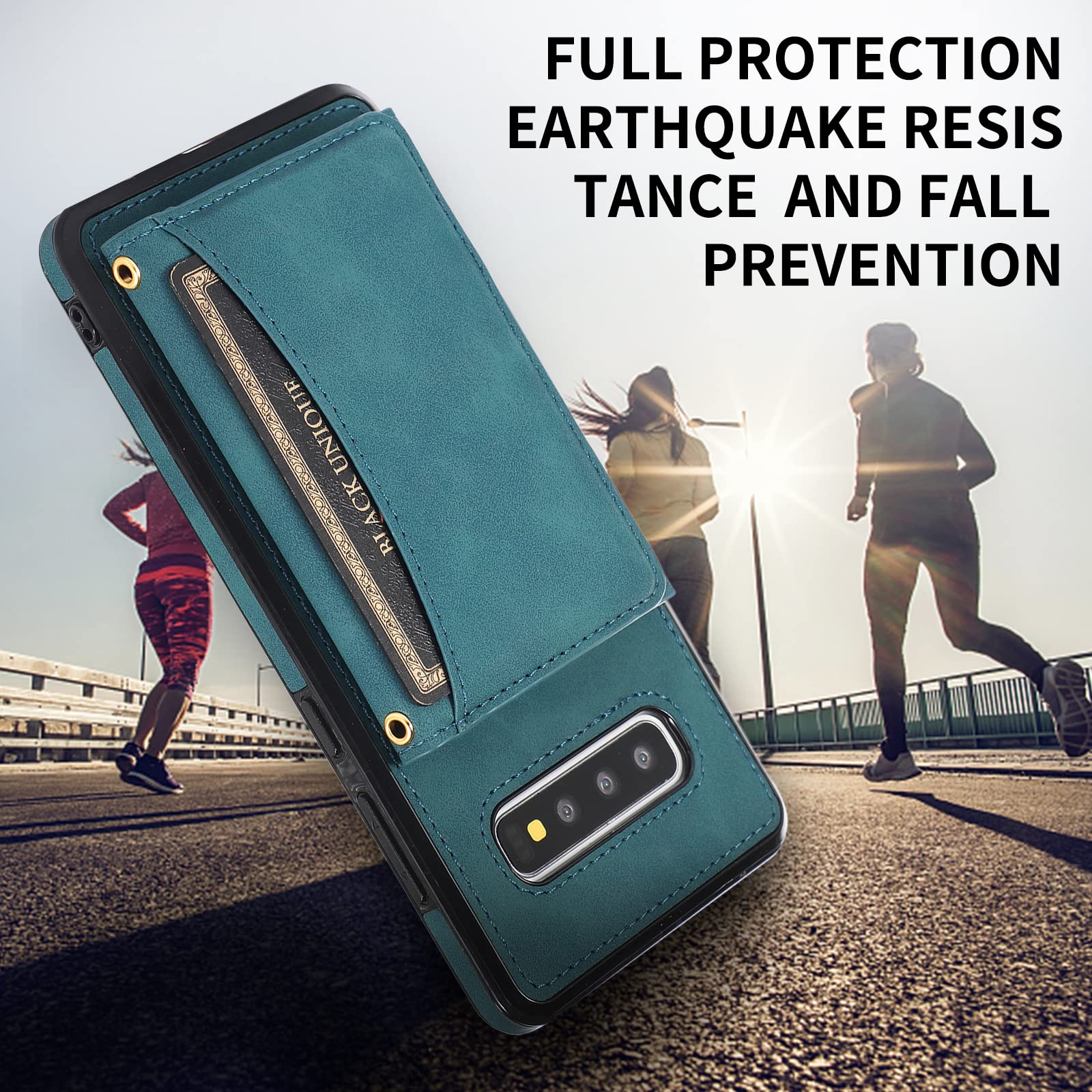Premium Wallet Phone Case for Samsung Galaxy S10 Plus - Shockproof Protective Cover with Built-in Card Holder & Tempered Glass Screen Protector | Slim Stand Feature for Hands-Free Viewing | Perfect for Work, Travel & Daily Use (Blue, Unisex Design)