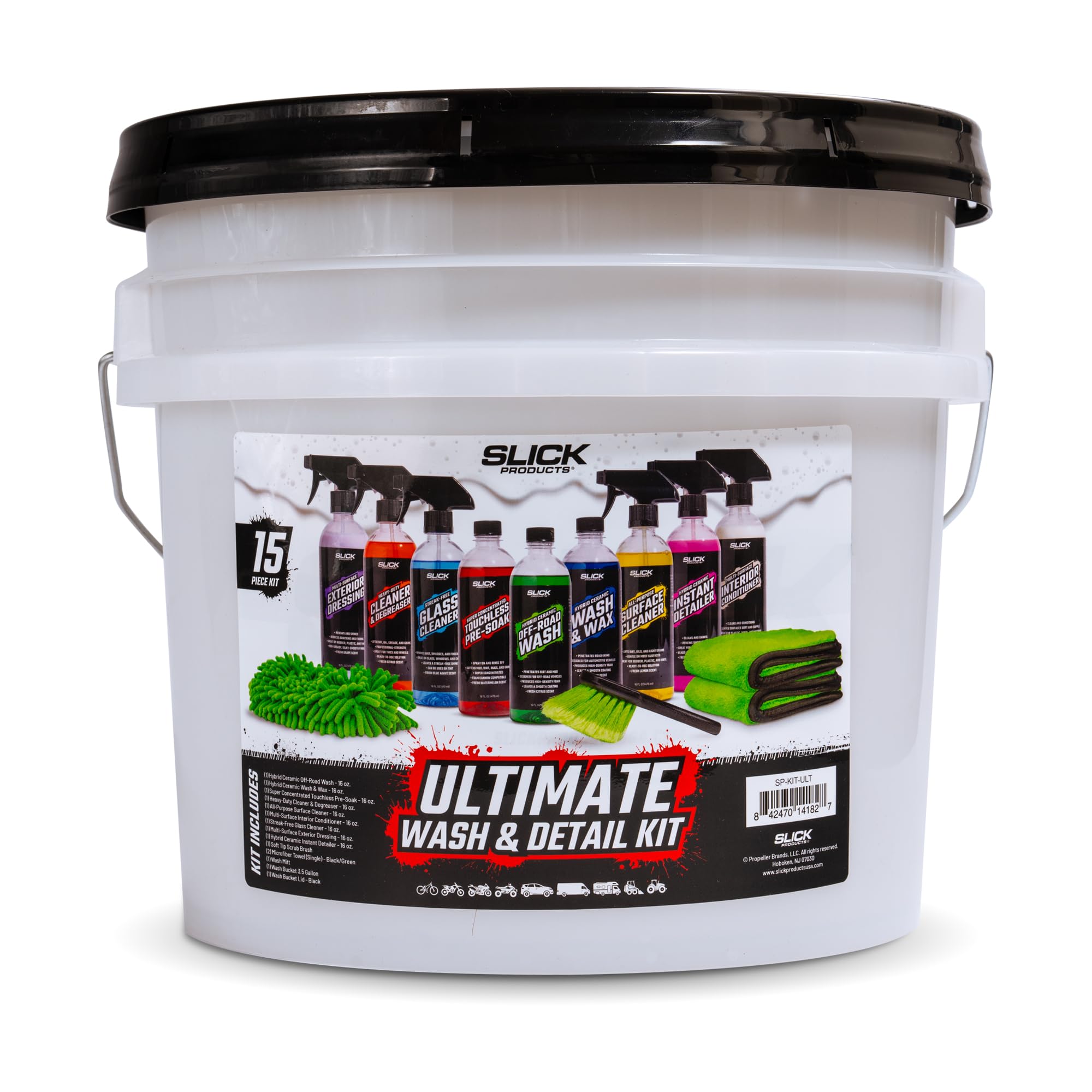 Ultimate 15-Piece Car Wash & Detail Kit for Cars, Trucks, Motorcycles, ATVs, Boats & More – Professional Auto Cleaning Supplies for Shine & Protection
