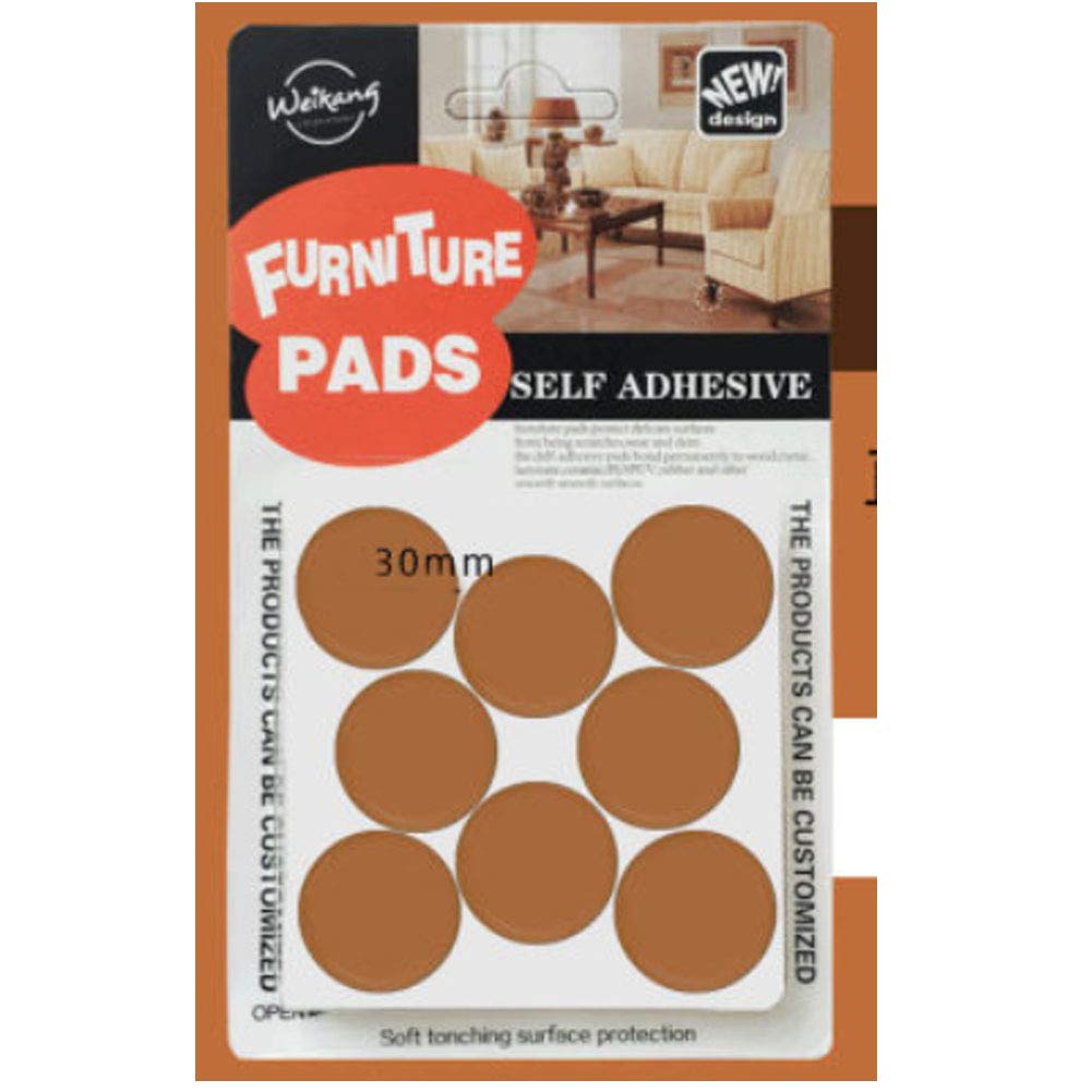 8PCS Non-Slip Self Adhesive Furniture Glides - 1.18 Inch Round Moving Pads for Chairs & Tables - Brown Floor Protectors for Hardwood & Tile - Easy Home & Office Furniture Movers