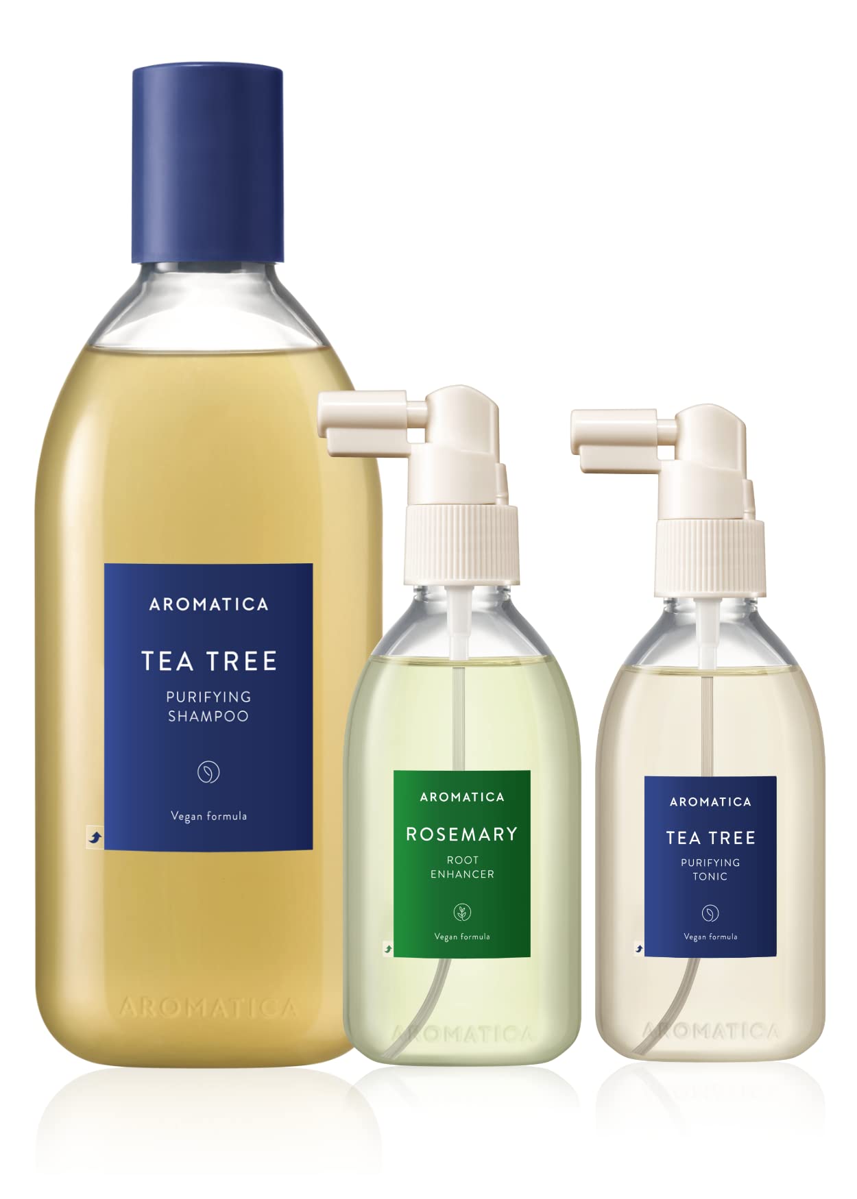 AROMATICA Tea Tree Tonic & Rosemary Root Enhancer Set with Tea Tree Shampoo - Scalp Care for Oily Hair & Dandruff Relief - Perfect for Daily Hair Wash Routine & Scalp Treatment