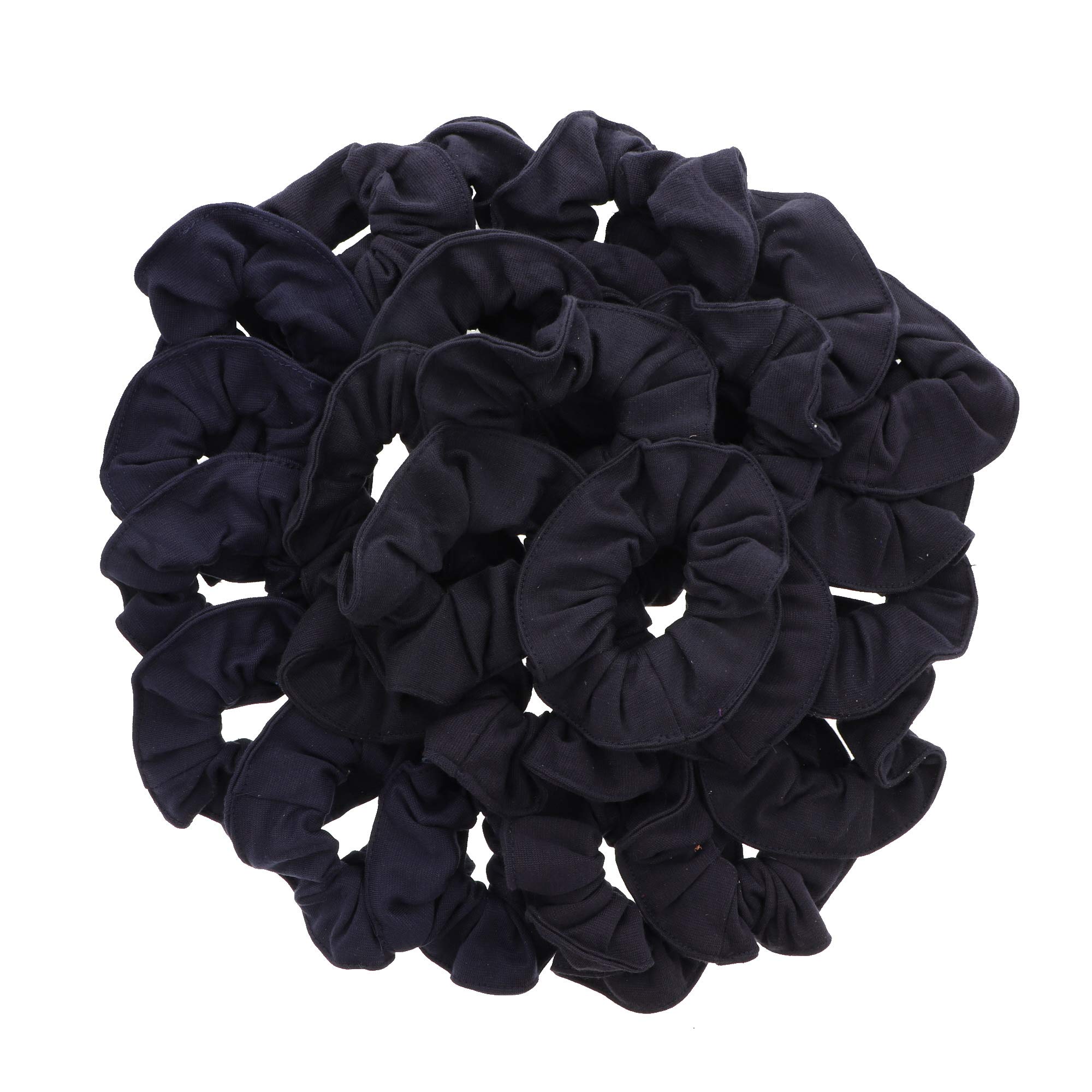 36 Pcs Large Solid Scrunchies Hair Elastics - Navy | Soft No-Slip Hair Ties for Women & Girls, Perfect for Workouts, School, Office & Everyday Use