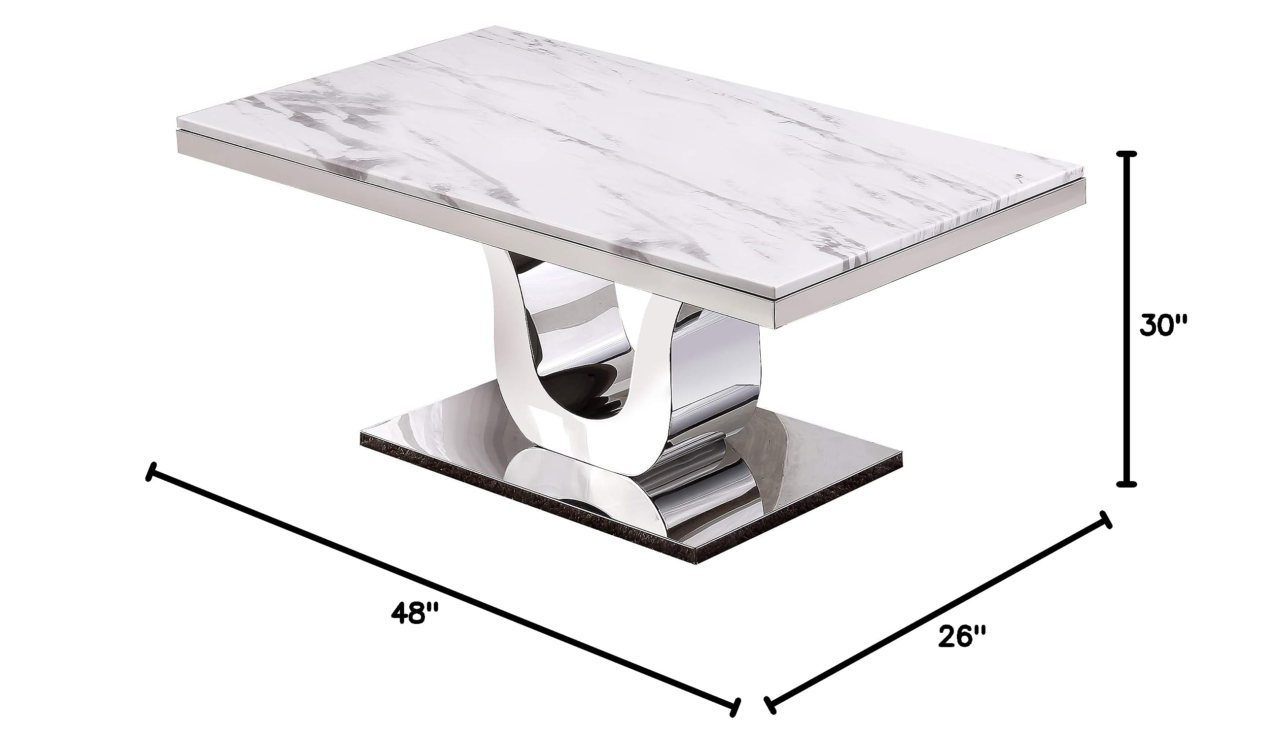 4-Piece White & Silver Coffee Table Set - Living Room Furniture