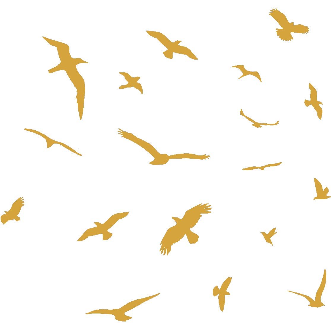 VWAQ Gold Flock of Birds Wall Decals - Peel & Stick Removable Wall Art Stickers for Home, Nursery, Bedroom & Office Decor