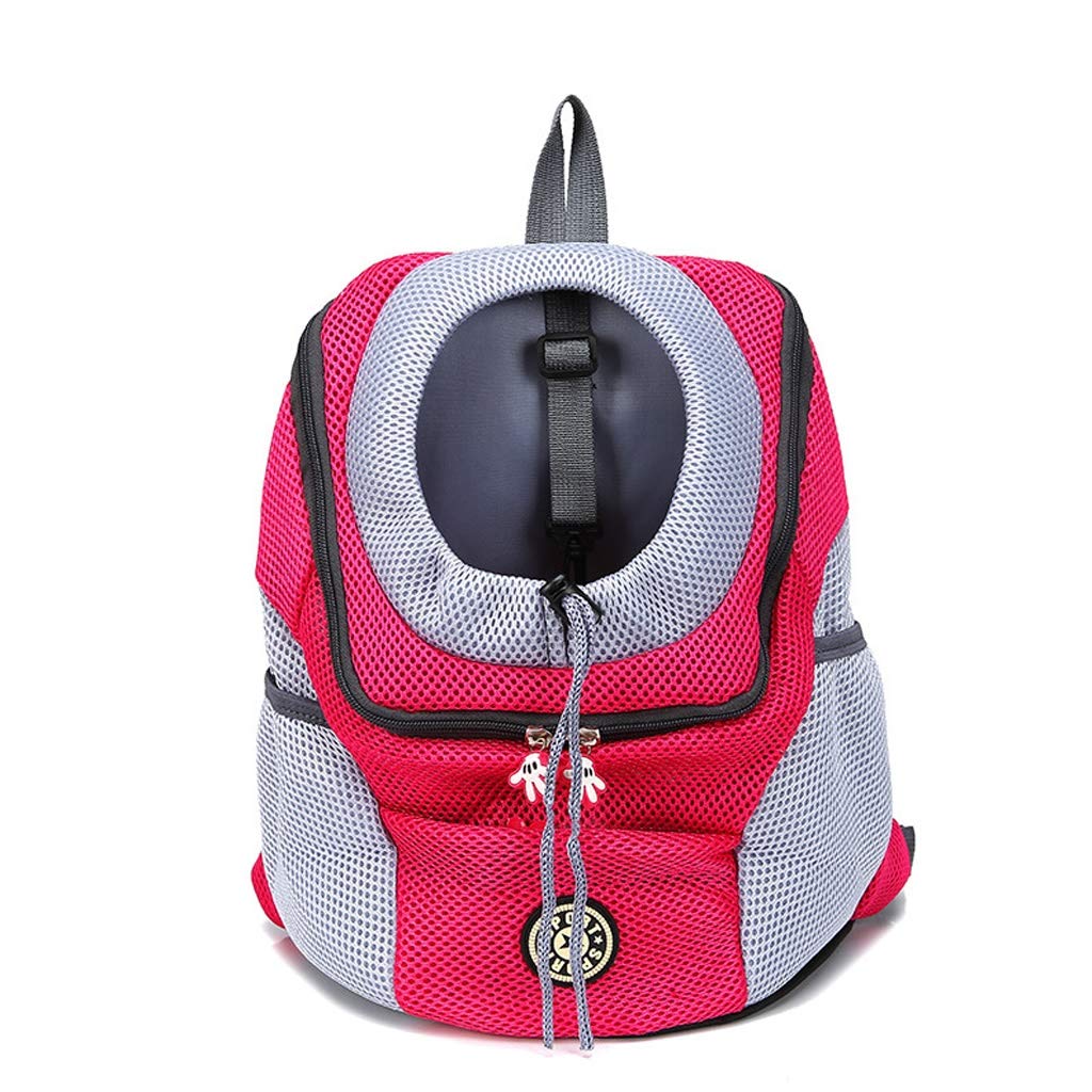 **Red Mesh Dog Carrier Backpack - Portable Pet Travel Bag for Small to Medium Dogs, Double Shoulder Strap Design, Breathable & Comfortable - Perfect for Hiking, Traveling, and Outdoor Adventures (Size: M, Color: Red)**