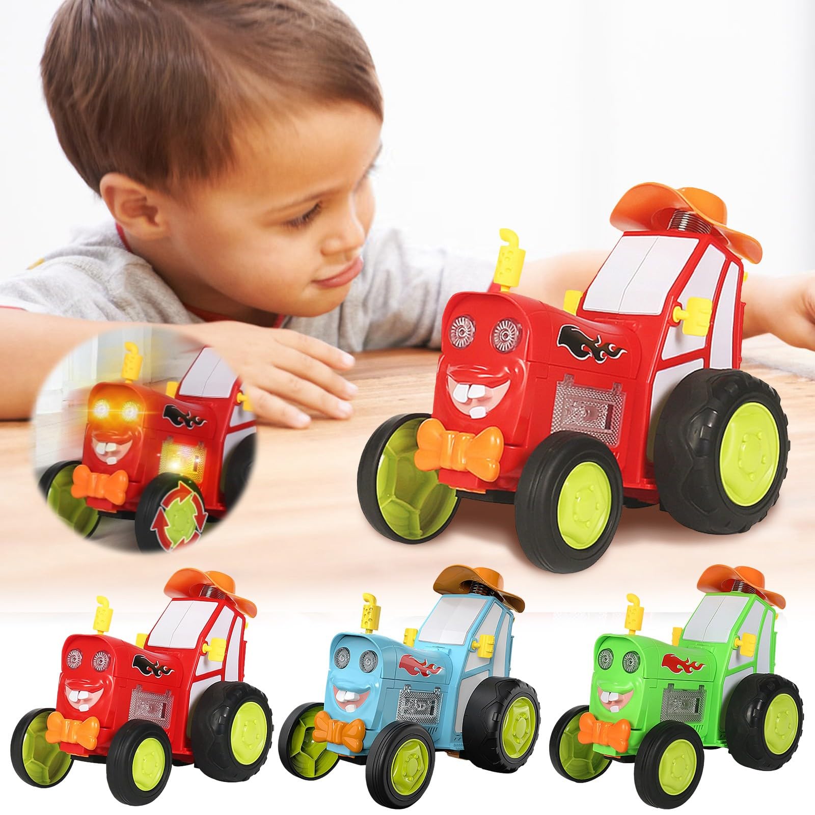 Jump Fury Remote Control Car - 360° Rotating & Wireless Stunt RC Vehicle with Dancing Function | Green Toy Tractor for Kids Outdoor Play & Indoor Racing Fun