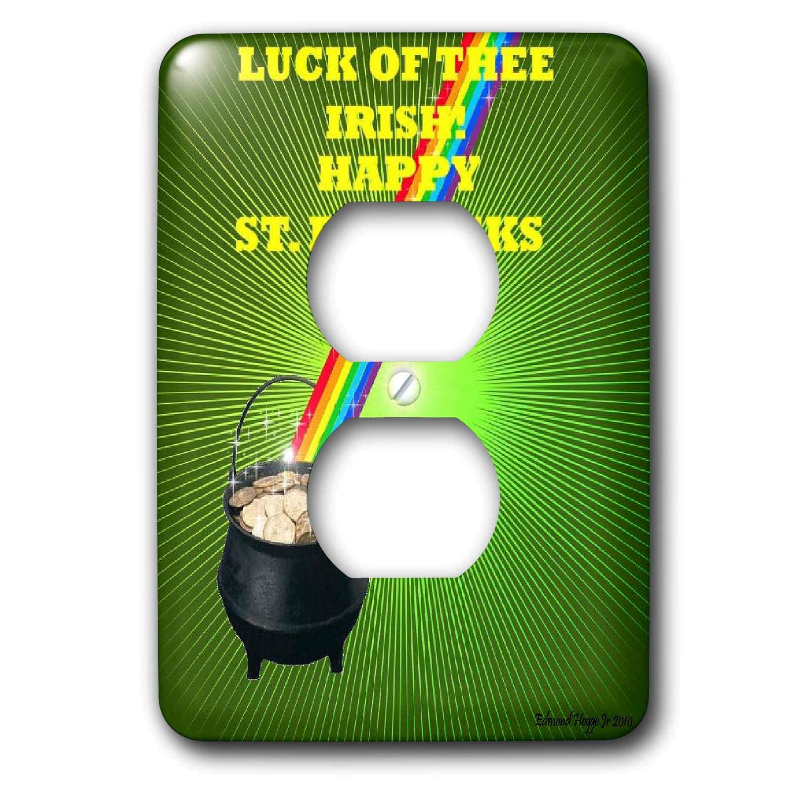 3D Rose Luck of The Irish 2 Plug Outlet Cover - Decorative Electrical Outlet Cover for St. Patrick's Day, Irish-Themed Home Decor, Kitchen & Living Room Safety Accessory