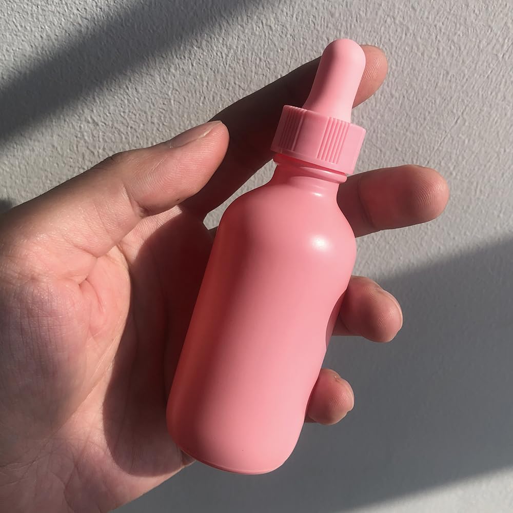2 oz (60ML) Pink Glass Dropper Bottles with Glass Eye Dropper - UV Resistant Essential Oil Bottles for Aromatherapy, DIY Skincare & Perfume Making (Pack of 12) - Perfect for Home Spa, Travel & Gift Giving