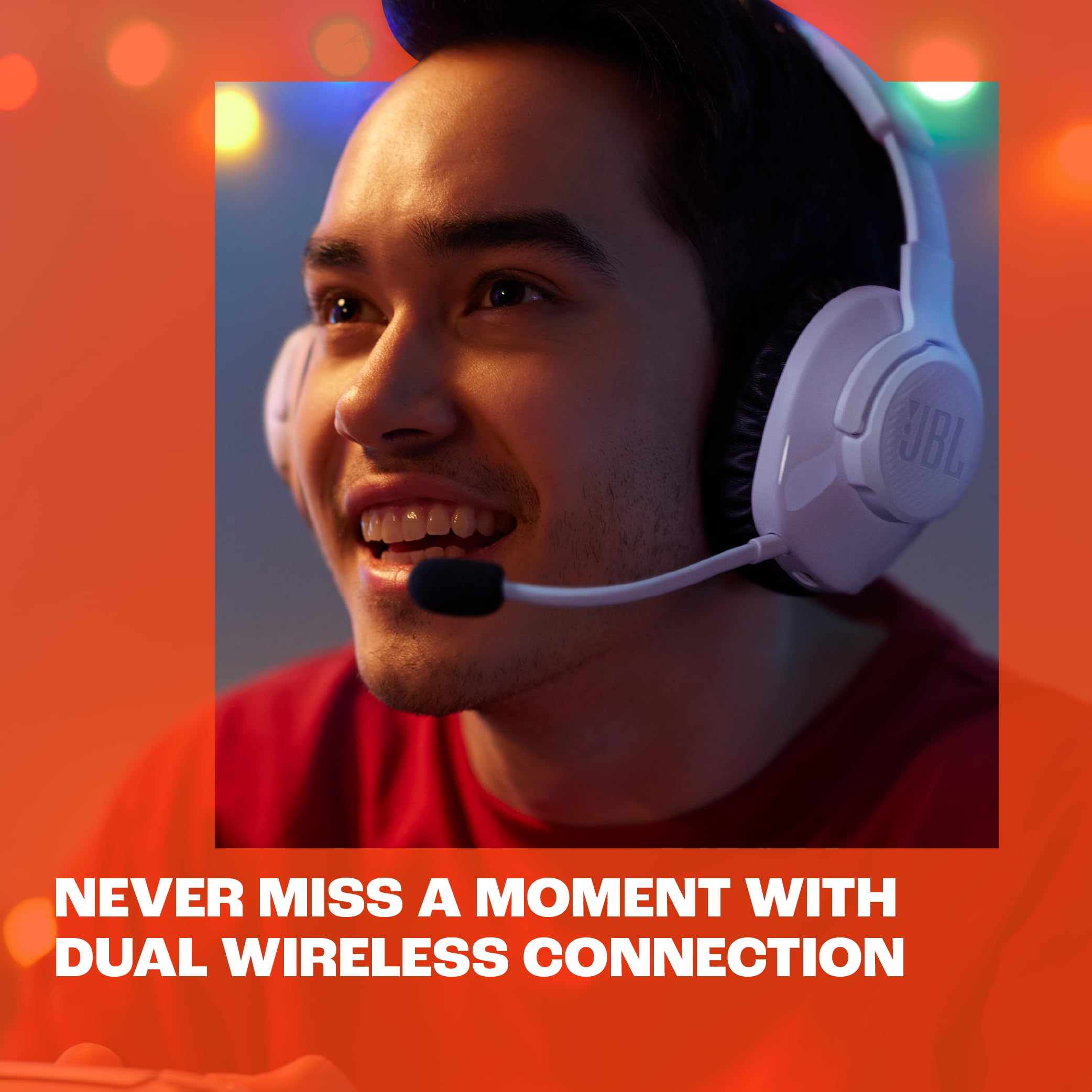 JBL Quantum 360P Wireless Gaming Headset for PS5 - Over-Ear Headphones with Detachable Mic, 22H Battery, Memory Foam Ear Cushions, 3D Audio Support | Perfect for Console Gaming & Online Chat (White)