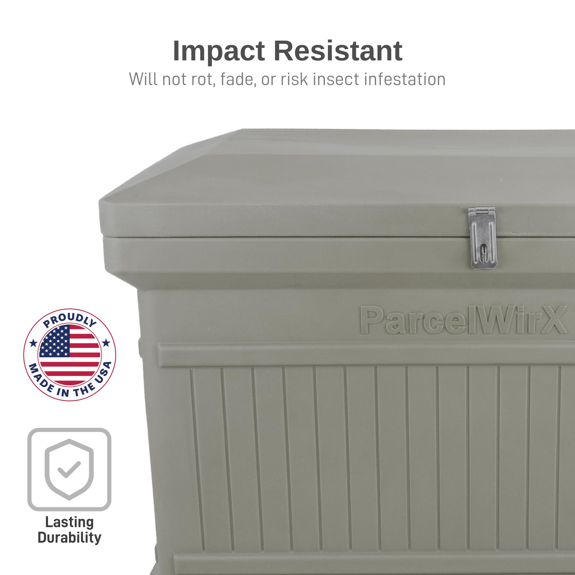 Premium Horizontal Storage Cabinet & Package Delivery Drop Box with Hinged Lid - Prestige Pewter Finish | Secure Mail & Parcel Storage for Home, Office & Business Use
