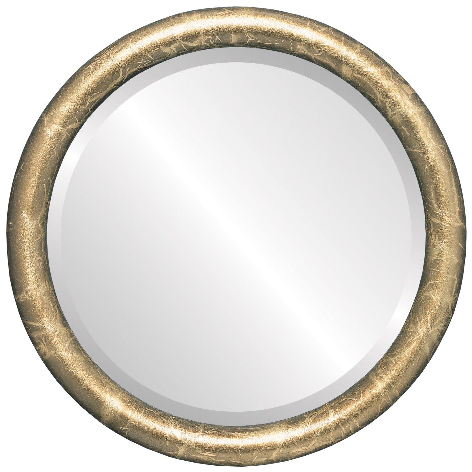 Ovalcrest 20x20 Inch Round Wooden Beveled Wall Mirror - Champagne Gold Frame - Elegant Home Decor for Bathroom, Vanity, Bedroom, Living Room & Hallway - Perfect for Makeup, Selfies and Room Decoration