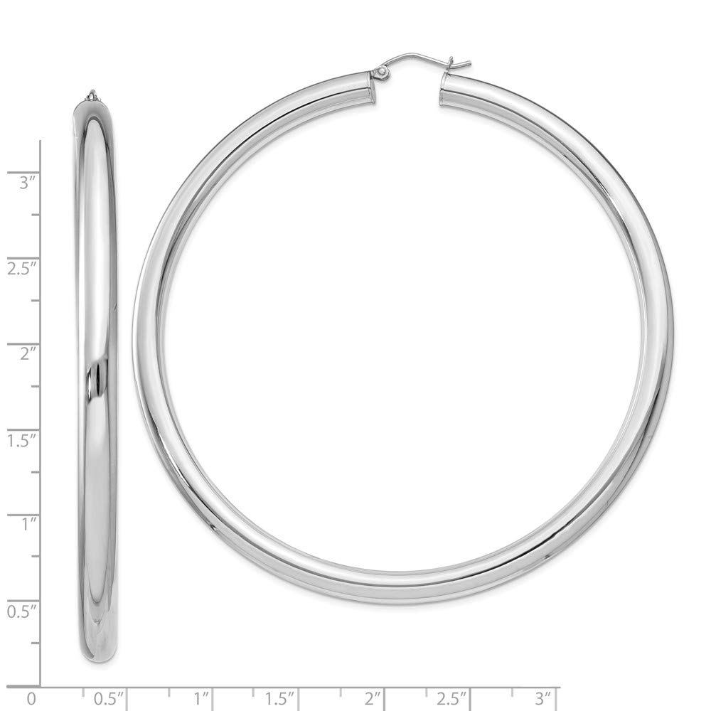 925 Sterling Silver 5mm Hoop Earrings for Women - 83mm x 80mm Medium Size Hypoallergenic Dainty Everyday Jewelry - Perfect for Work, Date Night & Special Occasions