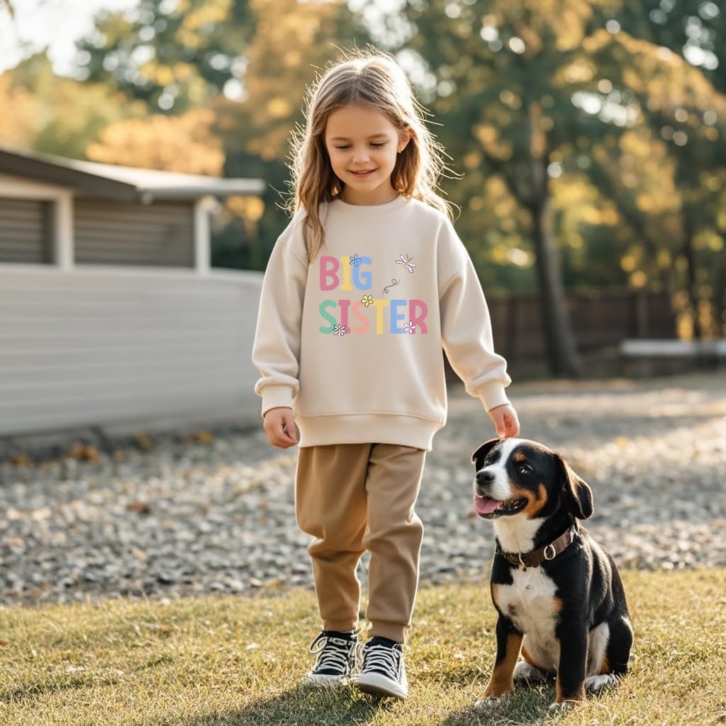 Big Sister Sweatshirt for Toddler Girls - Fall Pullover for Sibling Announcement