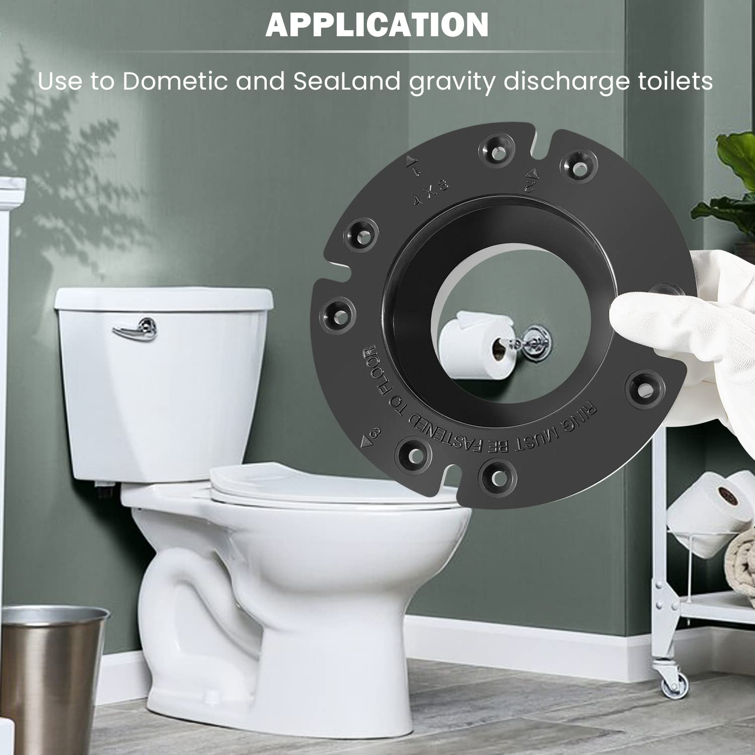 Dometic 385345892 3-Inch RV Toilet Flange Replacement - Heavy Duty Floor Flange Compatible with Dometic & Sealand RV Toilets - Perfect for RV Toilet Repair and Camper Bathroom Renovations