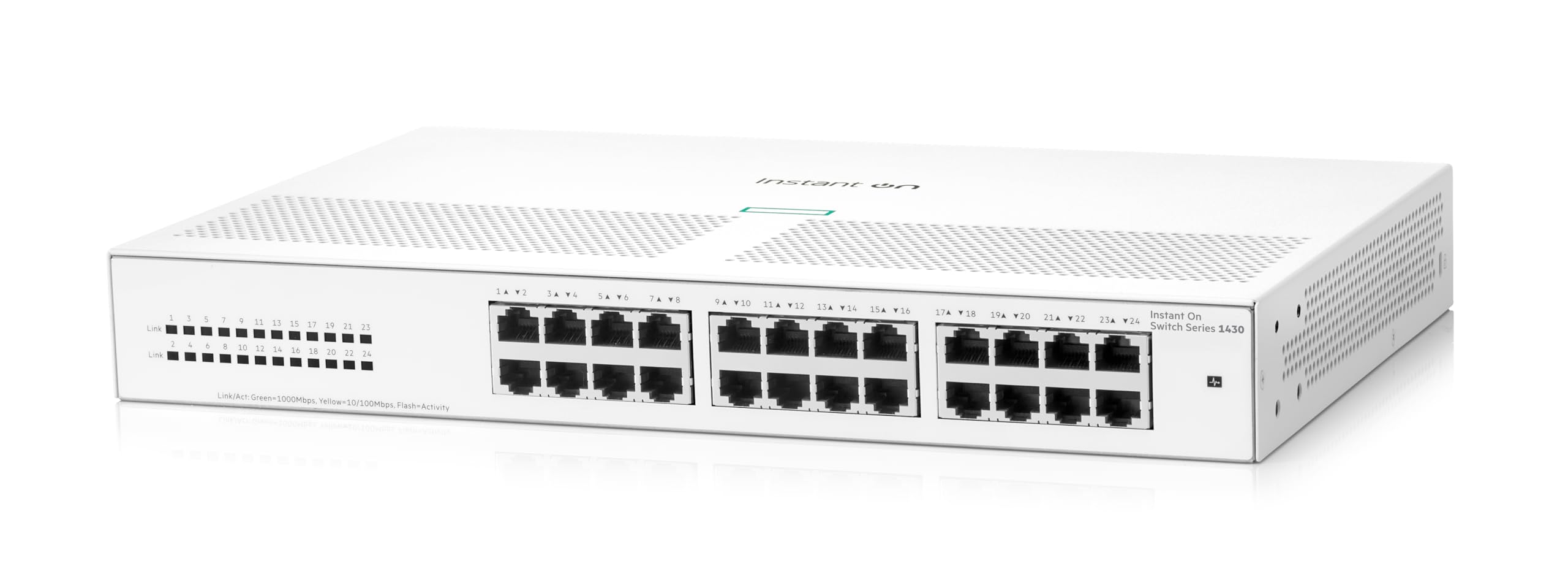 HPE 1430 24-Port Gigabit Unmanaged Layer 2 Ethernet Switch | 24x 1G Ports | Fanless Design | Plug-and-Play | US Power Cord (R8R49A#ABA) | Ideal for Small Business & Home Office Networks