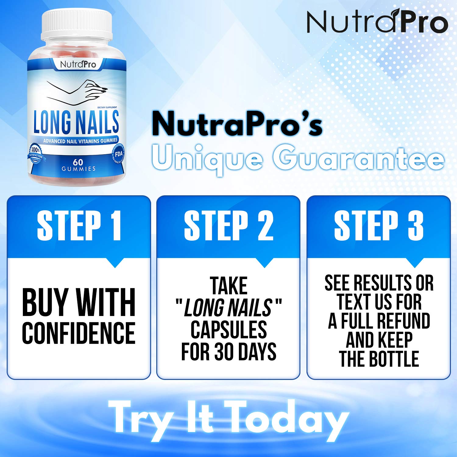NutraPro Nail Growth Vitamins Gummies with Biotin & Collagen - Strengthen & Repair Brittle Nails, Prevent Chipping & Breakage - Perfect for Weak, Damaged Nails from Gel Manicures or Daily Wear