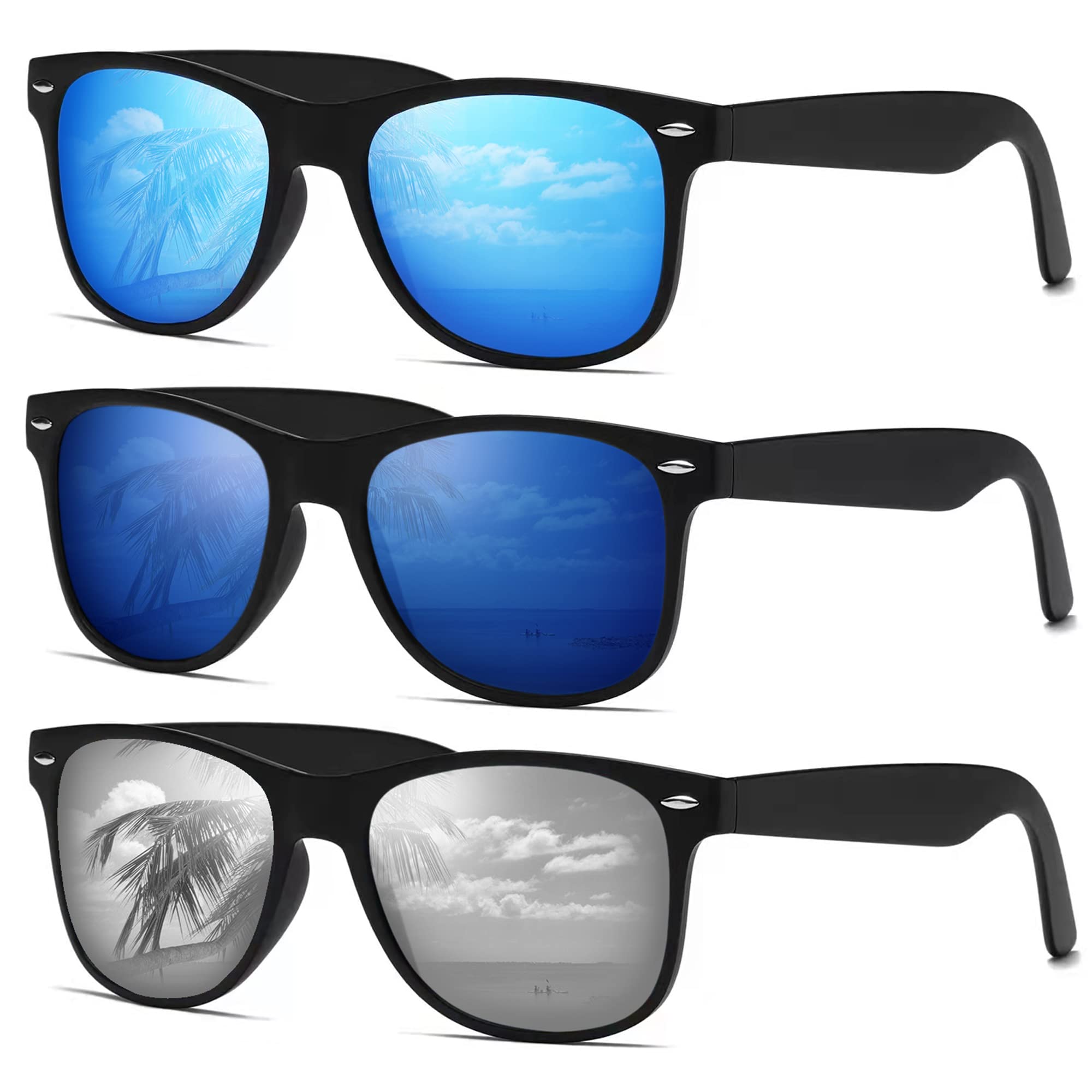 DEMIKOS Polarized Sunglasses for Men & Women - UV400 Protection, Retro Mirror Lens for Driving, Fishing, Outdoor Activities & Fashion