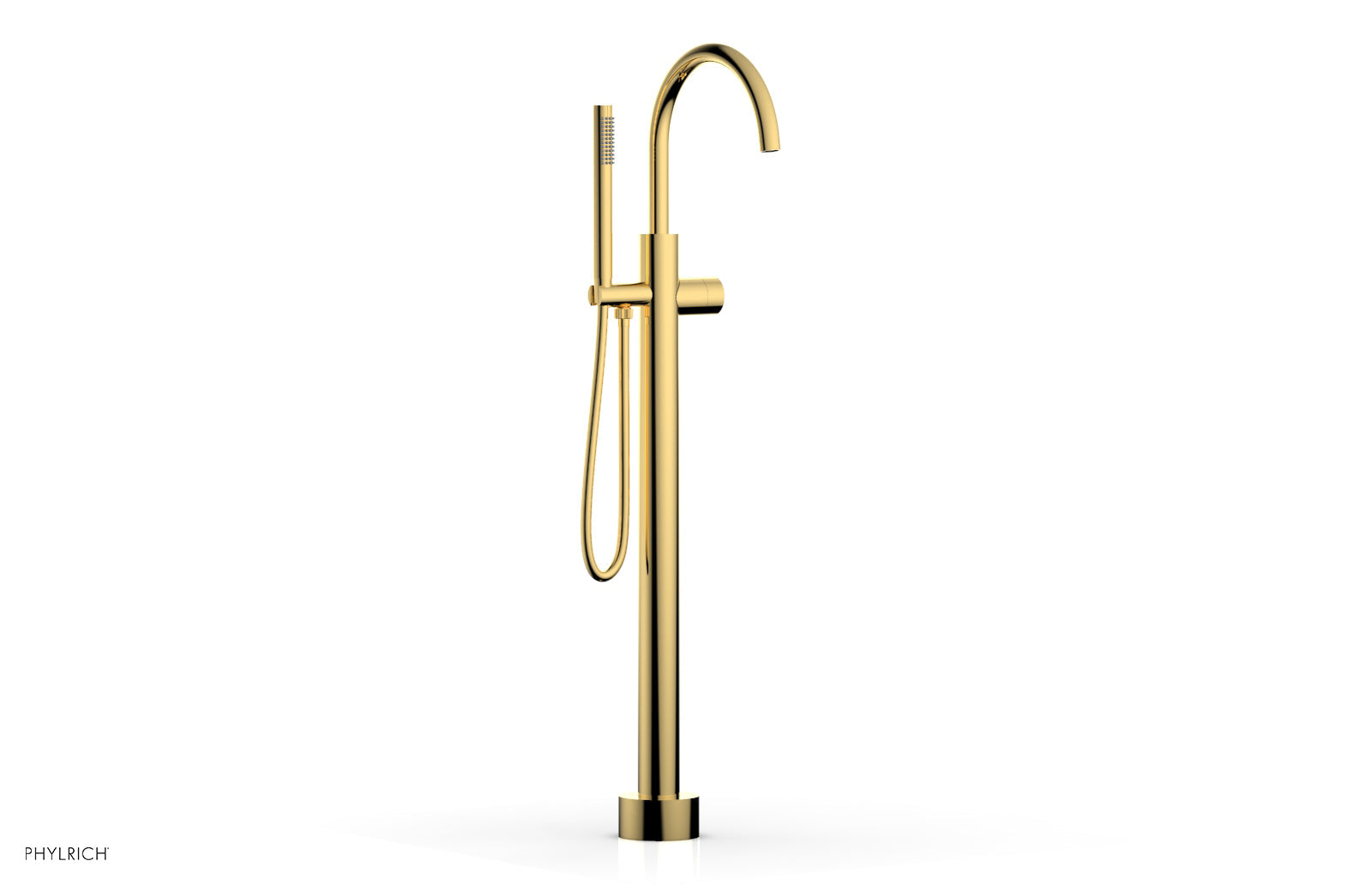 BASIC II Tall Floor Mount Tub Filler with Smooth Handle & Hand Shower - Model 230 46 01 - Perfect for Modern Bathroom Renovations and Spa-Like Showers