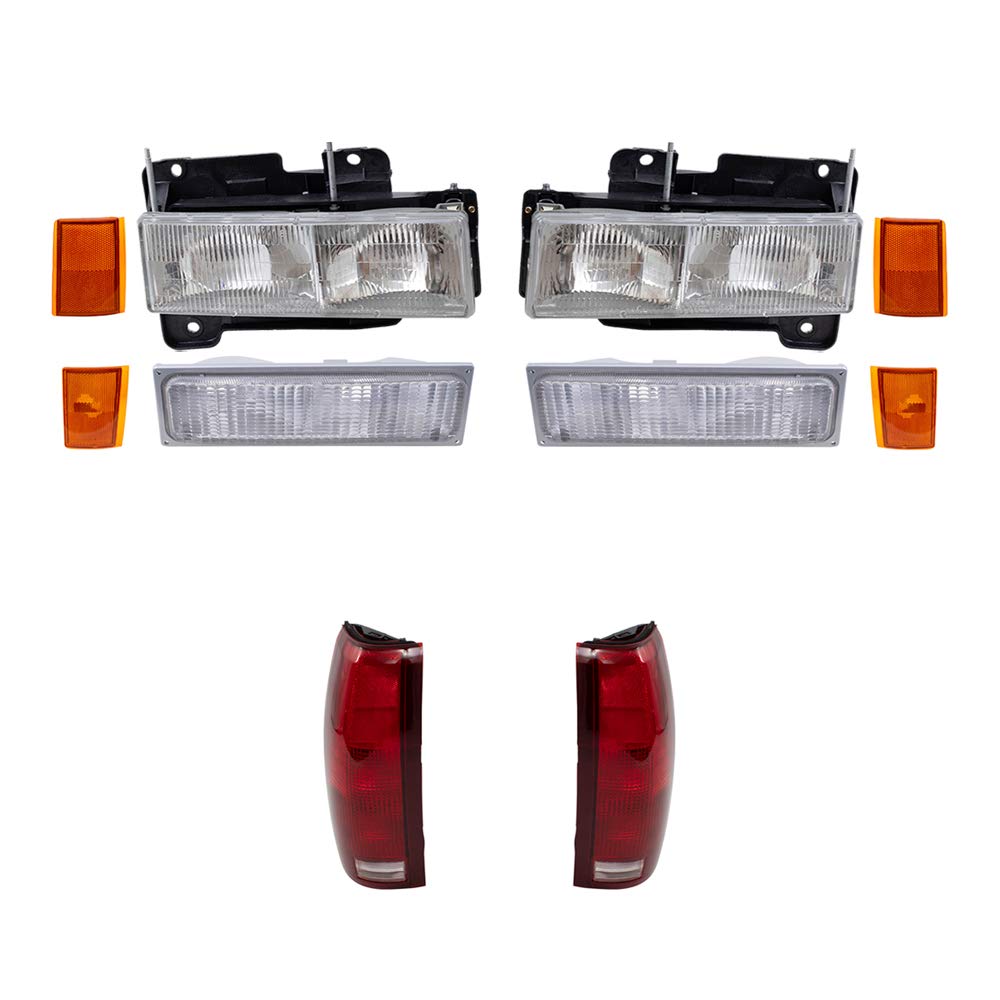 Brock 10-Piece LED Headlight & Marker Light Kit - Compatible with 1990-1993 Chevy C/K Trucks & 1992-1993 Suburban/Blazer - Replacement Headlights, Turn Signals, Side Markers & Tail Lights - Upgrade for Night Driving & Off-Road Safety