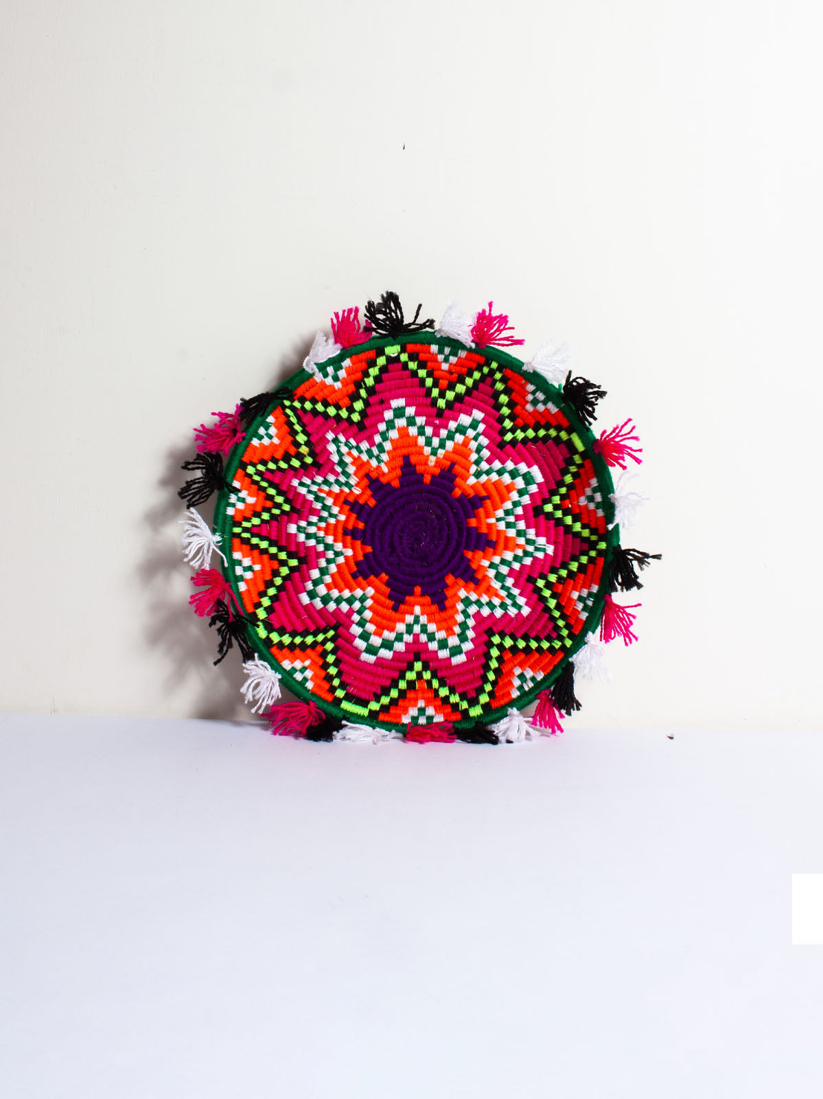 Handmade Moroccan Wool Plate No.153 - Authentic Berber Decorative Tray for Home Decor, Dining Table Centerpiece & Boho Chic Interior Styling