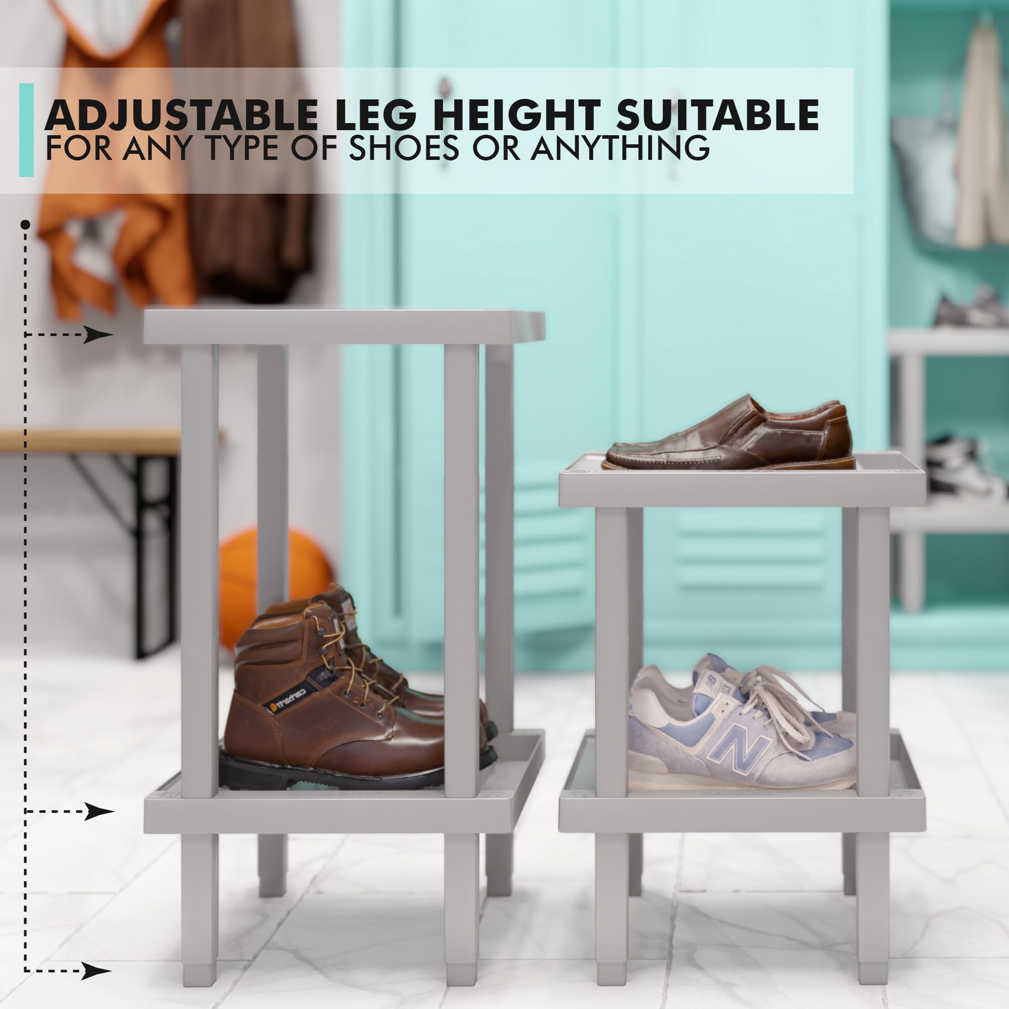 Waterproof Shoe and Boot Rack with Sand Drainage - Space Saving Locker Shelf Organizer for Entryway, Mudroom, and Gym Storage