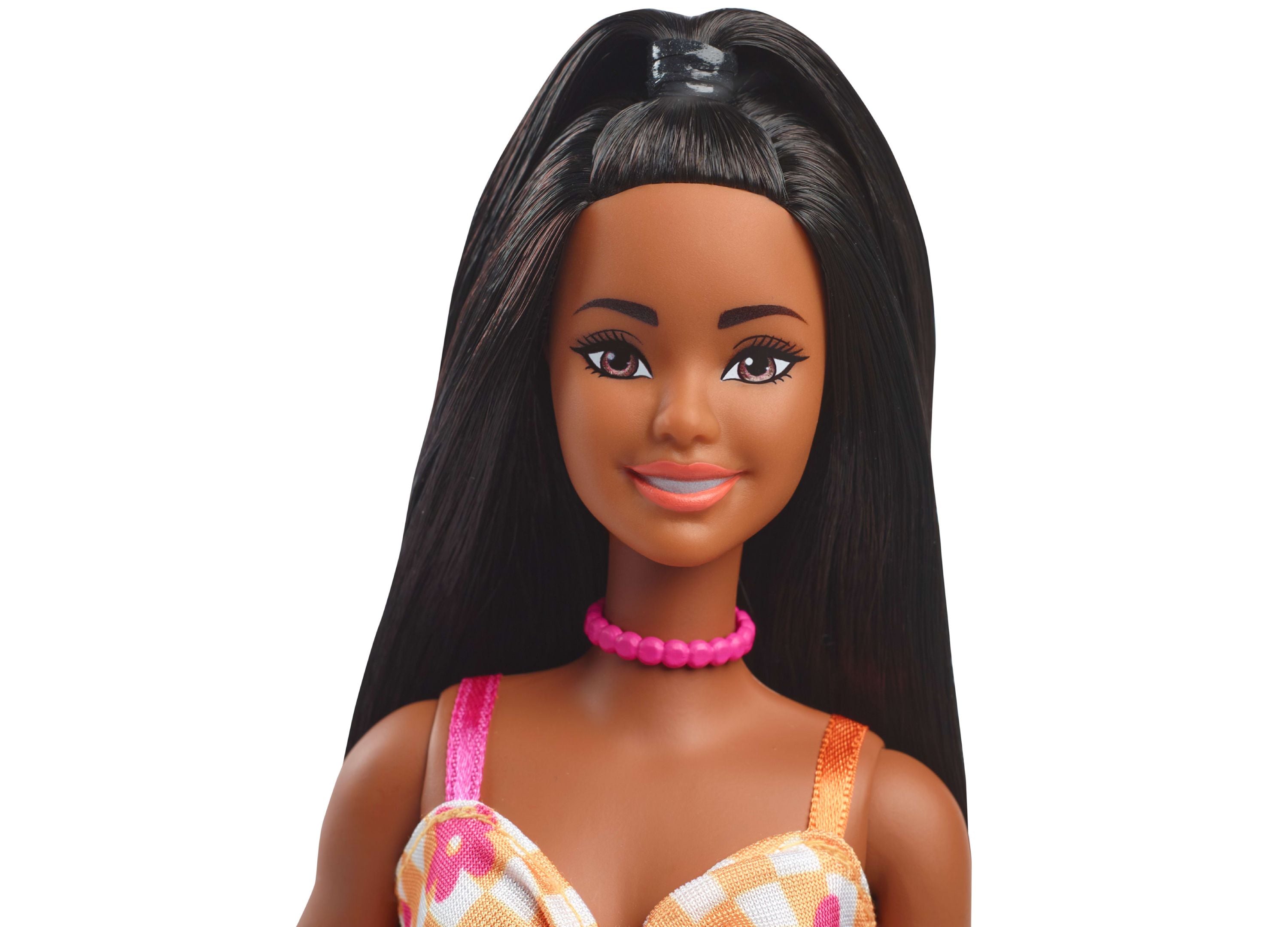 Barbie Fashionistas Doll #233 with Flower Checkered Midi Dress - Collectible Doll for Girls Ages 3+ | Perfect for Playtime, Birthday Gifts & Doll Collection Displays