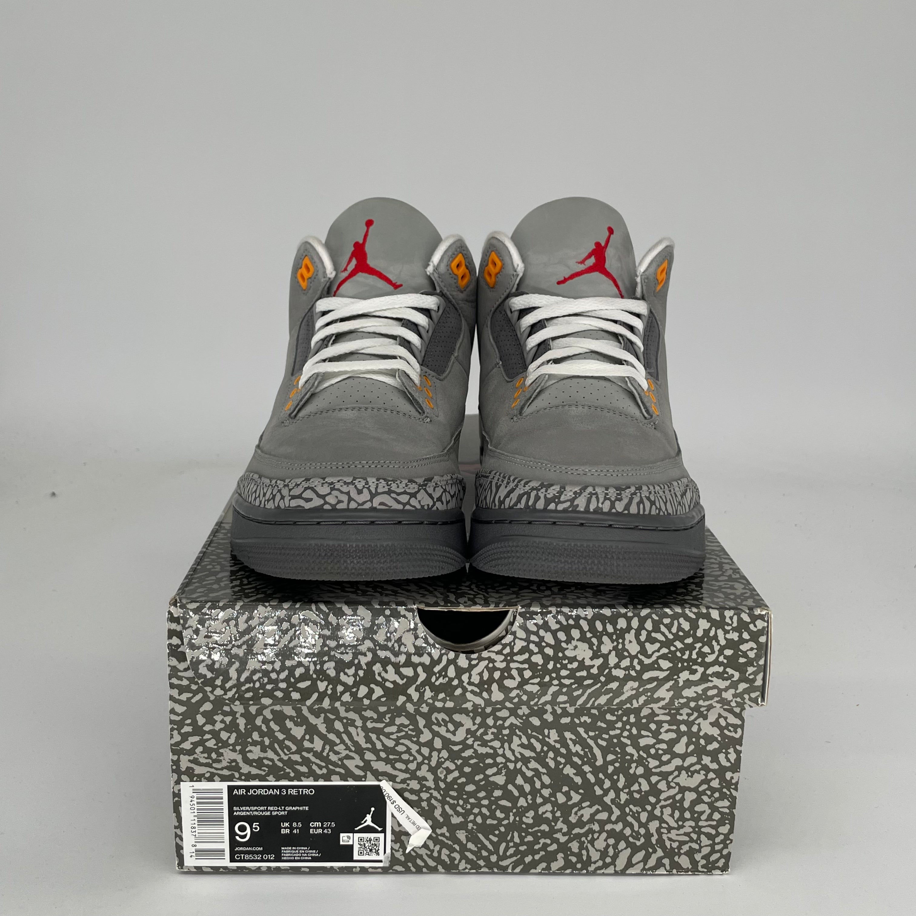 AIR JORDAN 3 COOL GREY Men's Basketball Shoes - Size 9.5 (CT8532-012) | Retro Sneakers for Casual Wear, Street Fashion & Sports Performance
