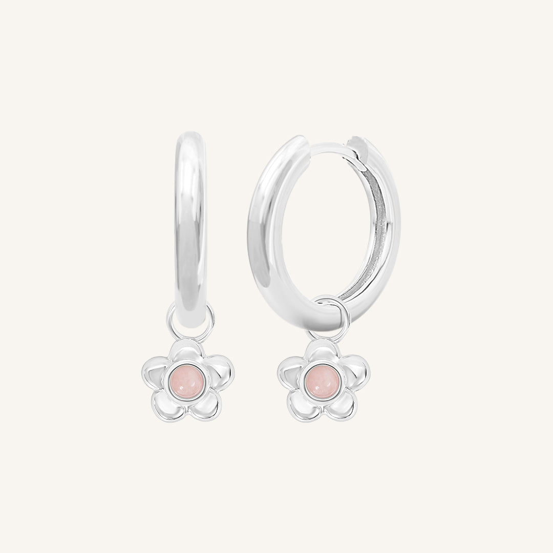Blossom Charm Hoops Earrings for Women - Floral Dangle Earrings, Gold Plated Hypoallergenic Jewelry - Perfect for Weddings, Parties & Everyday Wear