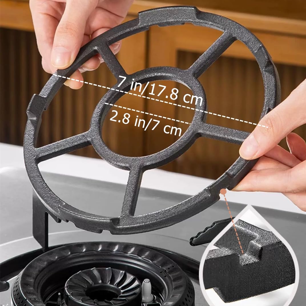 Cast Iron Wok Support Ring - Non-Slip Gas Burner Reducer for Moka Pot, Coffee Maker & Small Saucepan | Heavy Duty Stove Extender & Trivet for Gas Hob | Perfect for Camping, Outdoor Cooking & Home Kitchen Use