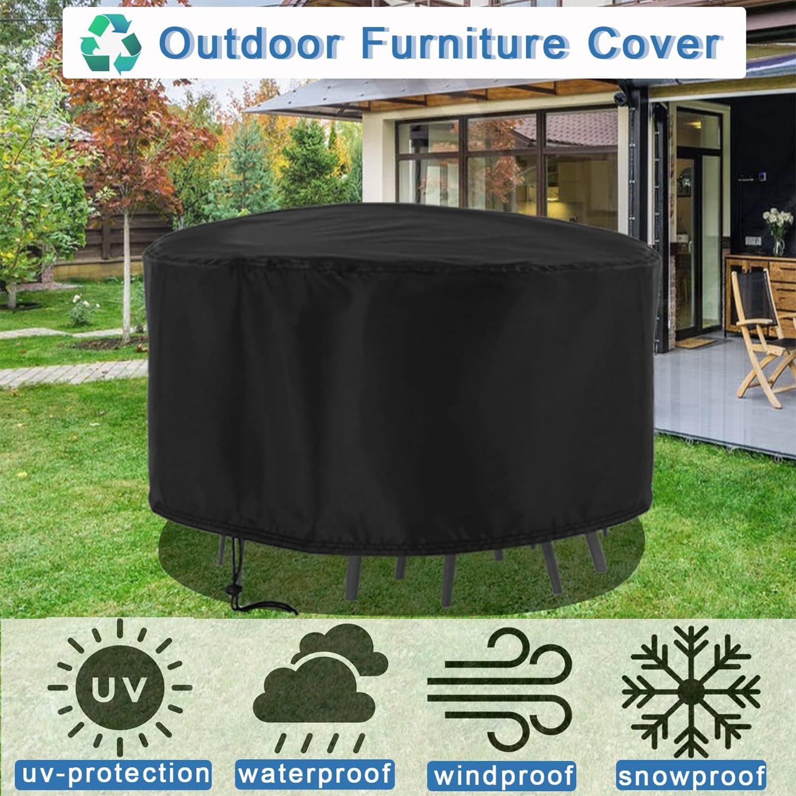 Waterproof Round Patio Table Cover 90