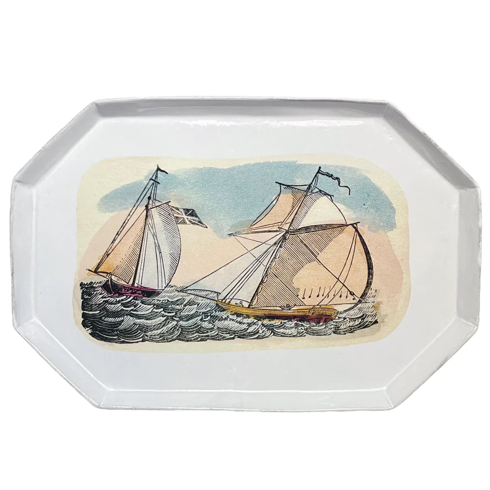 Sailboats Serving Platter - Elegant Nautical Themed Tray for Entertaining, Dining & Home Decor | Perfect for Parties, Weddings & Coastal-Themed Events