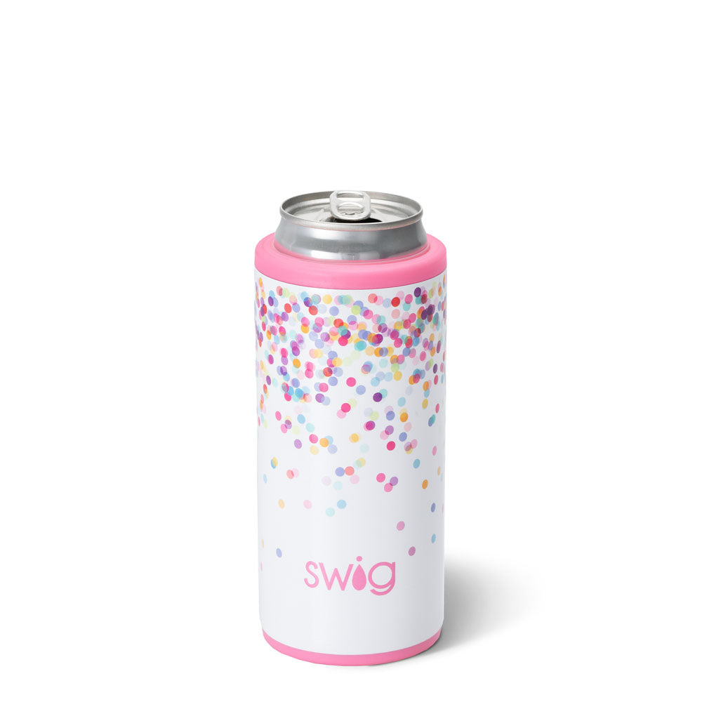 12oz Confetti Skinny Can Cooler - Insulated Beverage Sleeve for Beer, Soda & Energy Drinks - Perfect for Parties, BBQs & Outdoor Events