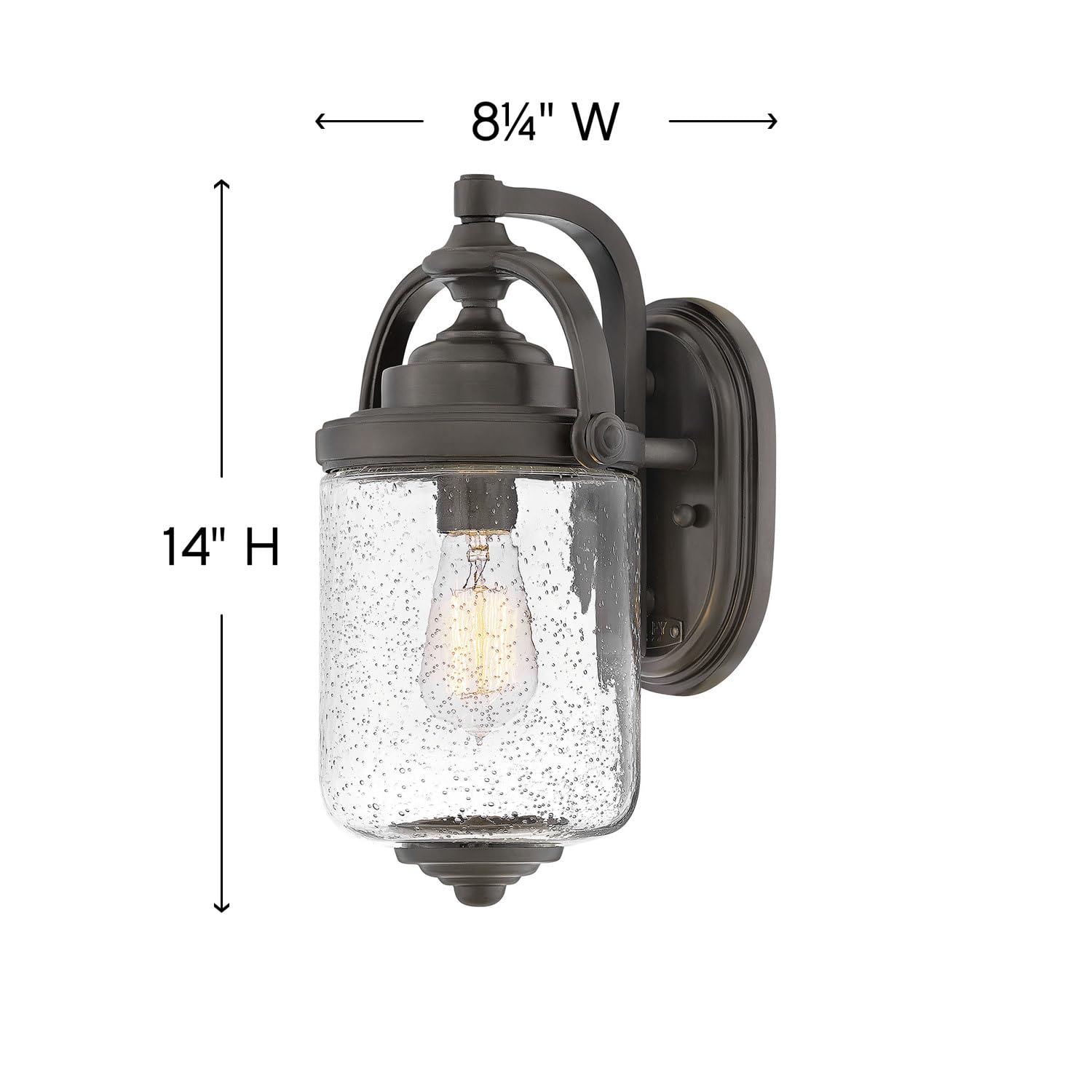 Hinkley Willoughby Medium Wall Mount Outdoor Lantern - Coastal Style 1-Light Composite Fixture with Clear Seedy Glass & Oil Rubbed Bronze Finish | Perfect for Porch, Patio, and Entryway Lighting