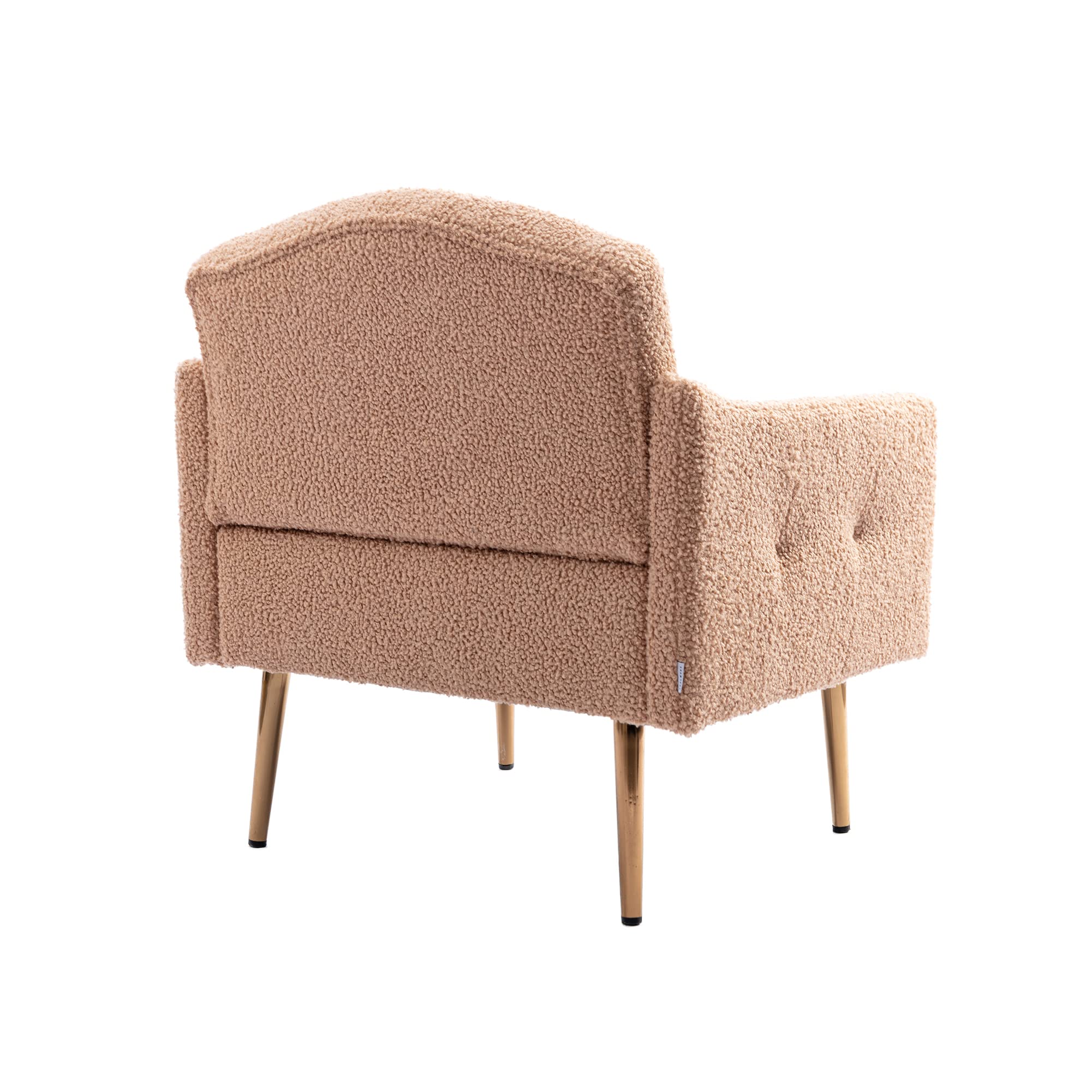 Modern Accent Chair - Upholstered Armchair & Club Lounge Chair for Living Room, Reading Nook, Studio or Dressing Room - Soft Teddy Camel Fabric - Stylish & Comfortable Seating Solution for Home Decor
