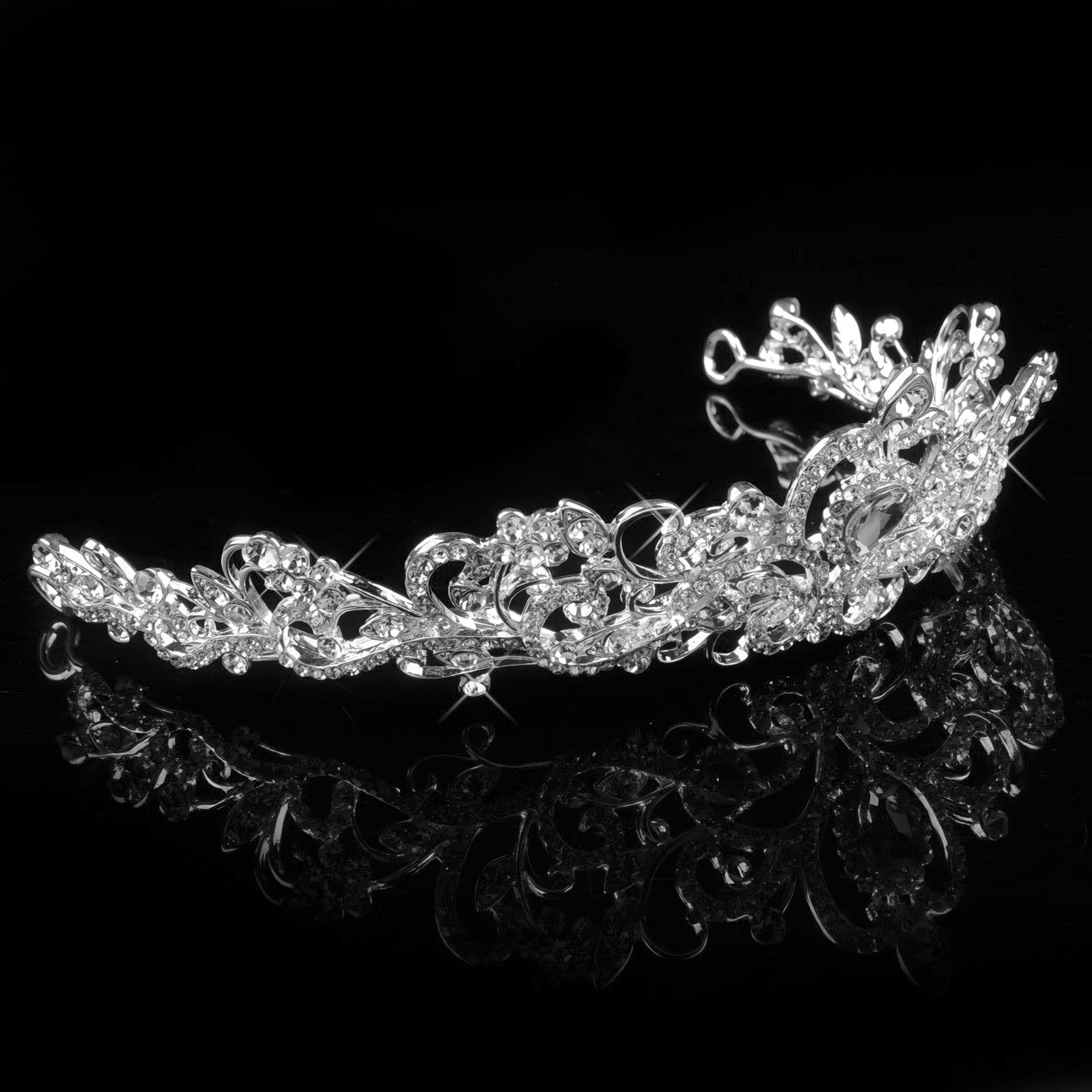 Vofler Silver Crystal Tiara Crown Headband - Rhinestone Hair Jewelry for Women, Brides, Girls | Wedding, Birthday, Pageant, Prom, Halloween Costume Party Accessory | Perfect for Princess-Themed Events & Special Occasions