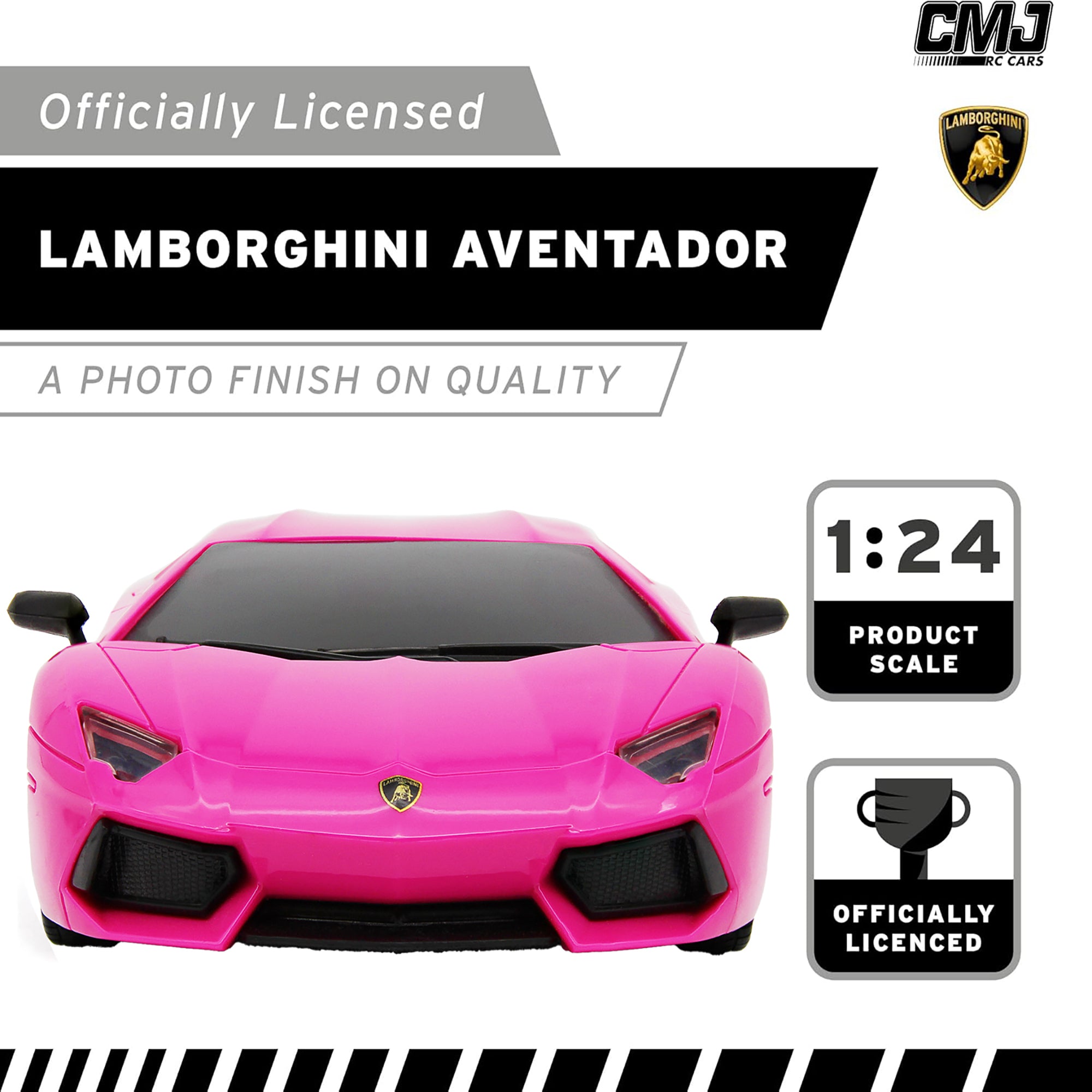 CMJ 1:24 Scale RC Lamborghini LP700-4 Pink Remote Control Car with 2.4GHz & LED Headlights - Perfect for Kids' Birthday Gifts & Indoor Racing Fun