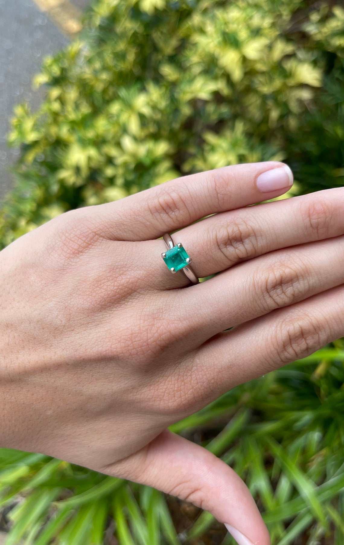 1.95 Carat Natural Colombian Emerald Solitaire Ring in 14K White Gold - Elegant Engagement & Wedding Jewelry for Women