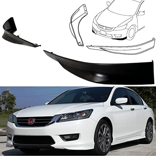 HFP Style Front Bumper Lip for 2013-2015 Honda Accord Sedan - 2PC PP Material - Enhance Appearance & Aerodynamics for Street & Show Cars