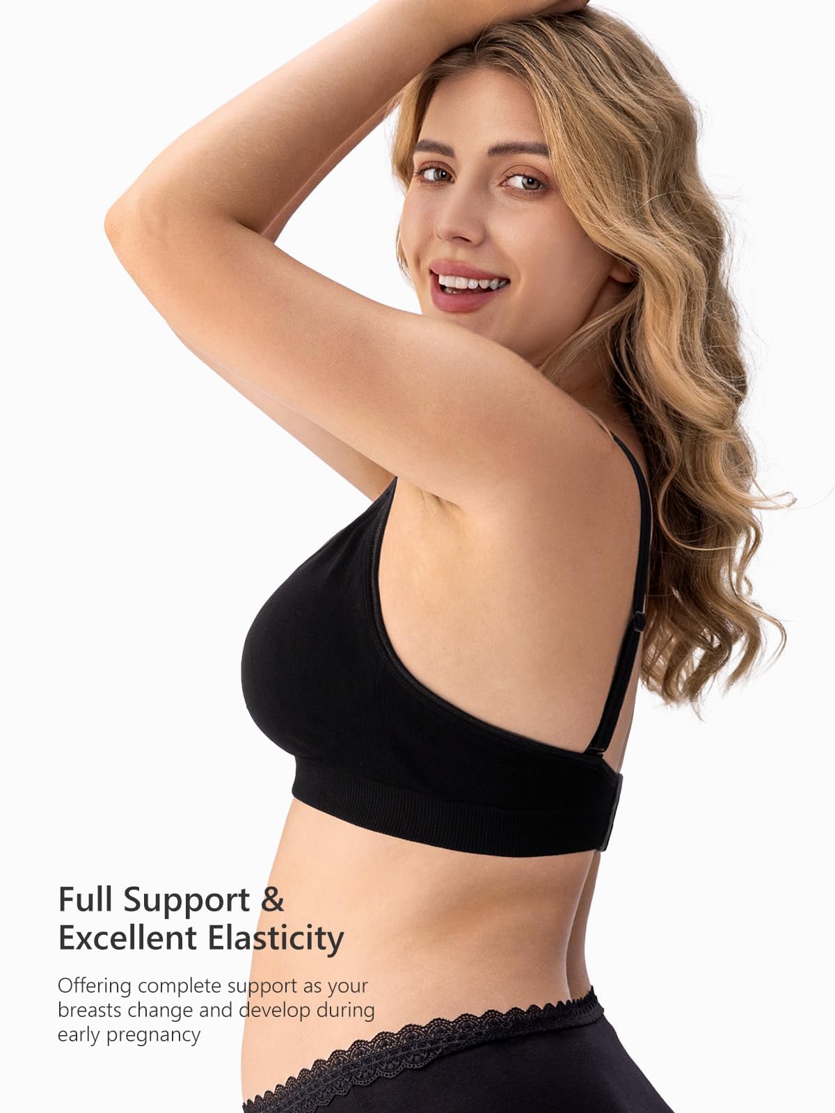HBselect 3 Pack Wireless Nursing Bra - Seamless Maternity & Breastfeeding Bralette with Removable Pads & Extenders - Comfortable for Sleeping, Nursing, and Daily Wear