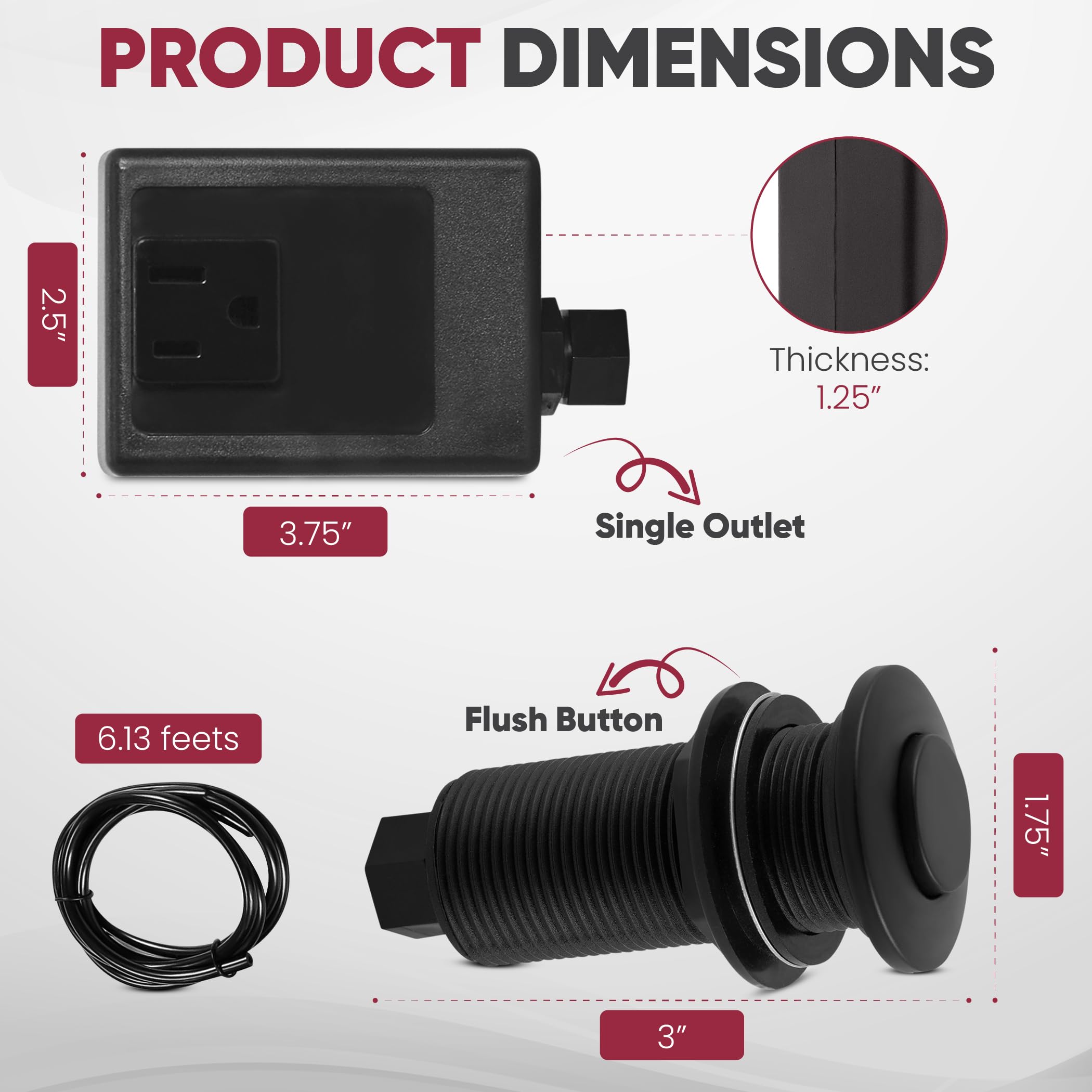 Westbrass ASB-01 Oil Rubbed Bronze Sink Top Waste Disposal Air Switch with Single Outlet Control Box & Flush Button (1-Pack) - Perfect for Kitchen Sink Garbage Disposal Systems