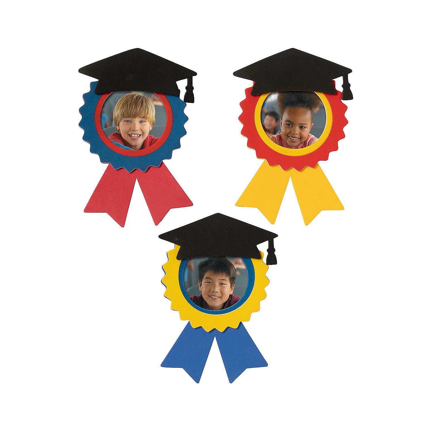 Graduation Ribbon Award Picture Frame Magnet Craft Kit - DIY Set Makes 12 - Perfect for School Ceremonies, Teacher Gifts & Student Keepsakes