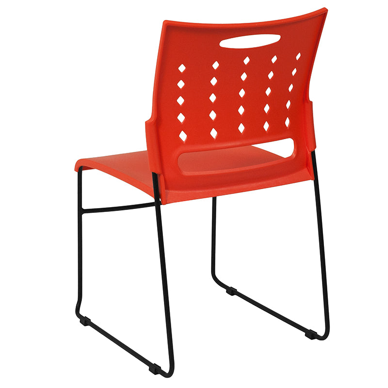 FLASH HERCULES Series 881 lb Capacity Black Sled Base Stackable Chair with Air Vent Back - Heavy Duty Folding Chairs for Events, Banquets, and Conference Rooms