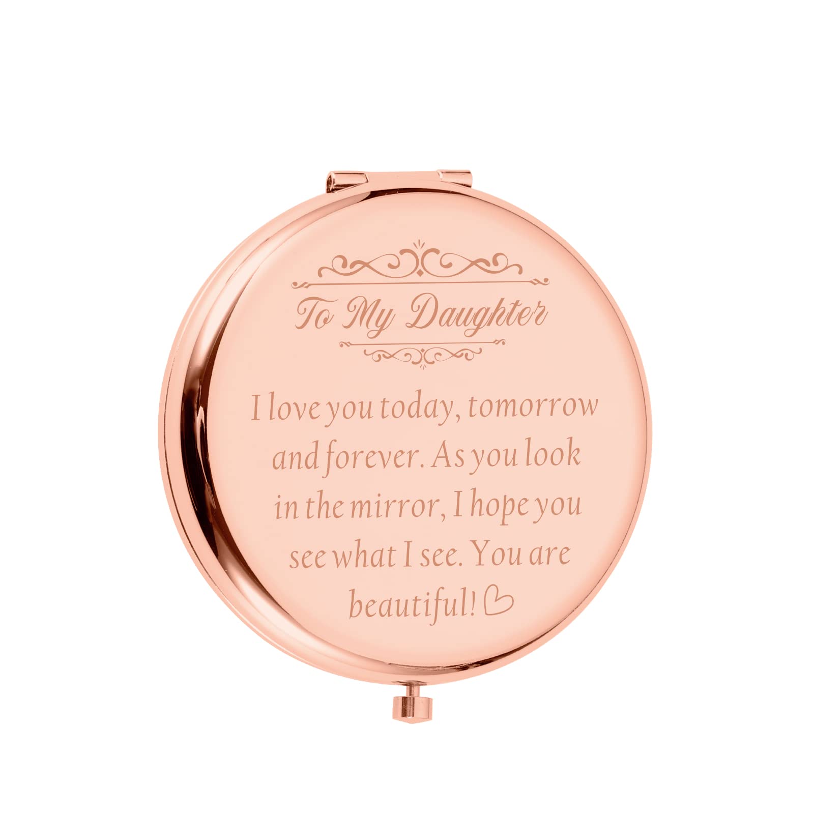 Personalized Rose Gold Mirror for Daughter - Birthday, Graduation, Christmas Gift from Mom & Dad - Perfect Stocking Stuffer for Teen Girls & Kids - Elegant Home Decor for Bedroom & Vanity