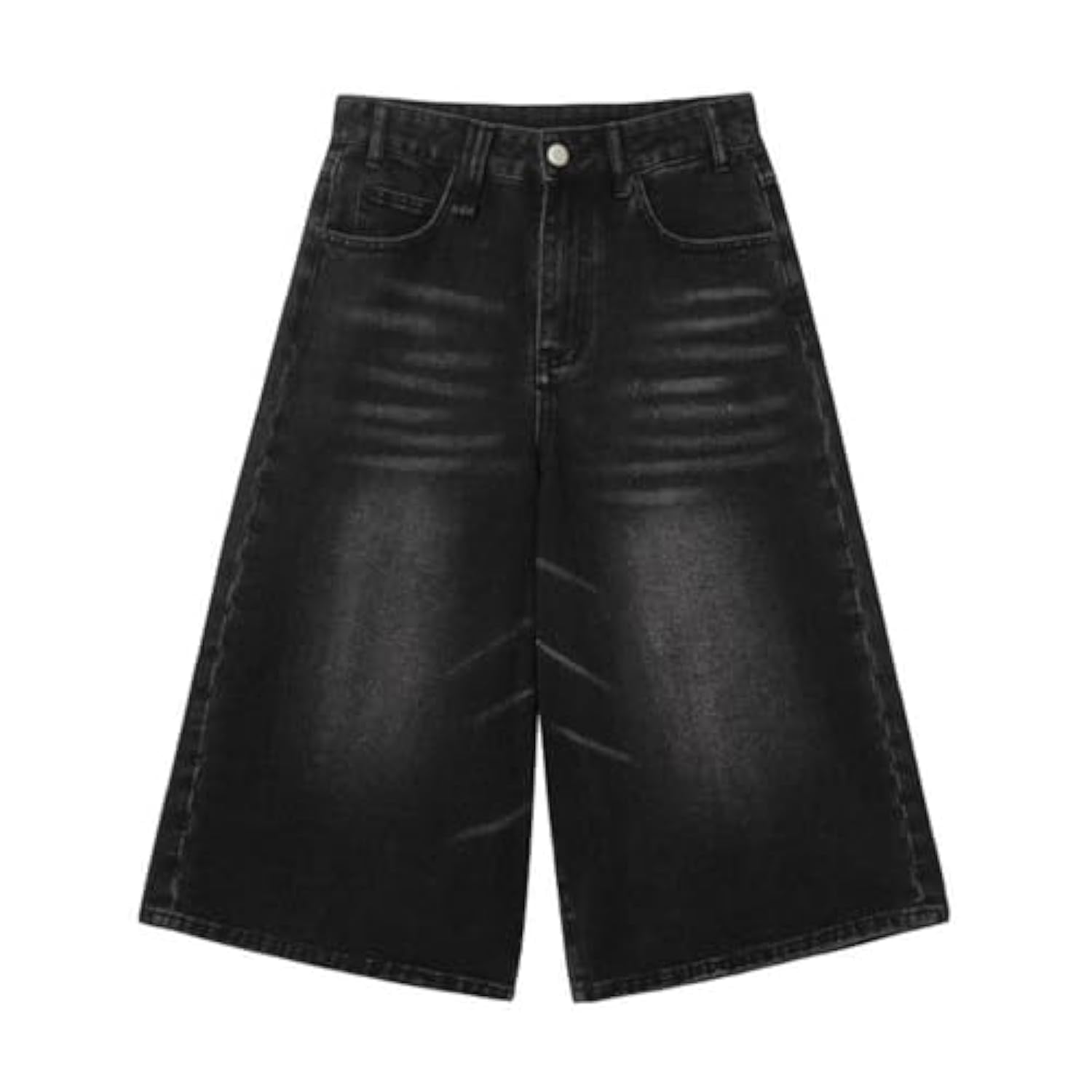 Women's & Men's Black Denim Jorts - Y2K Style Long Jean Shorts with Pockets | Wide Leg Baggy Fit for Casual Wear, Street Style & Summer Outfits