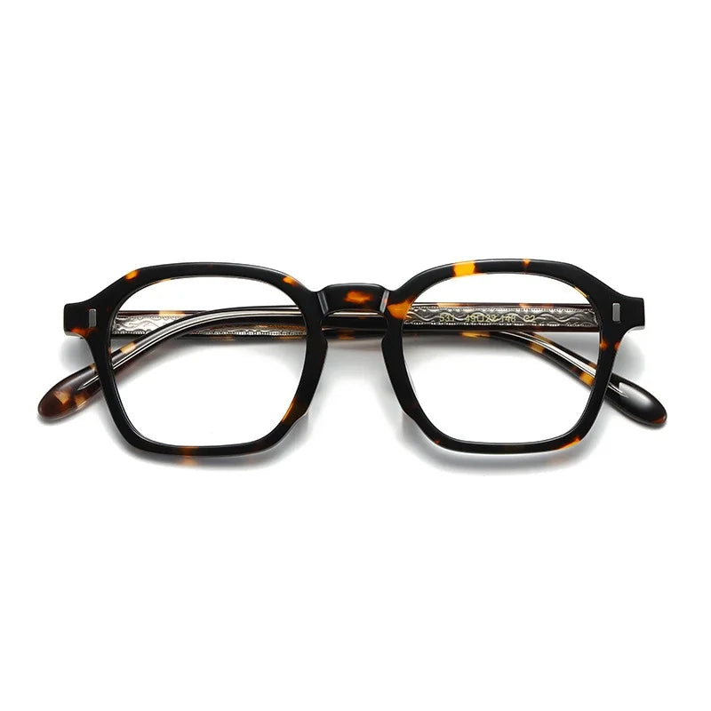 Aror Men's Full Rim Polygon Square Acetate Eyeglasses Frame 19531 - Stylish Retro Glasses for Work, Reading & Fashion Accessories