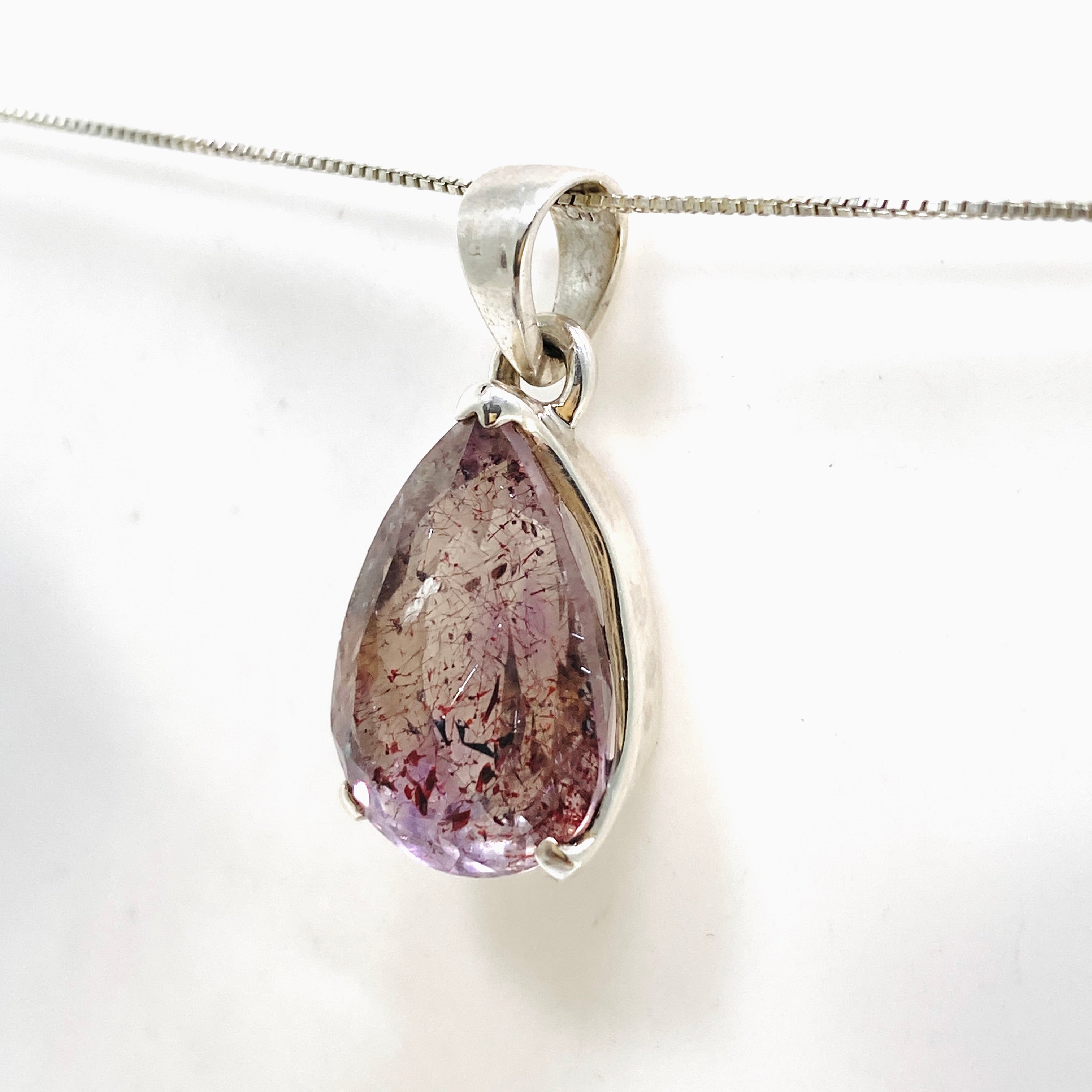 Lepidocrocite in Quartz Teardrop Faceted Pendant Necklace PPGJ1079 - Elegant Crystal Jewelry for Healing, Meditation & Spiritual Energy