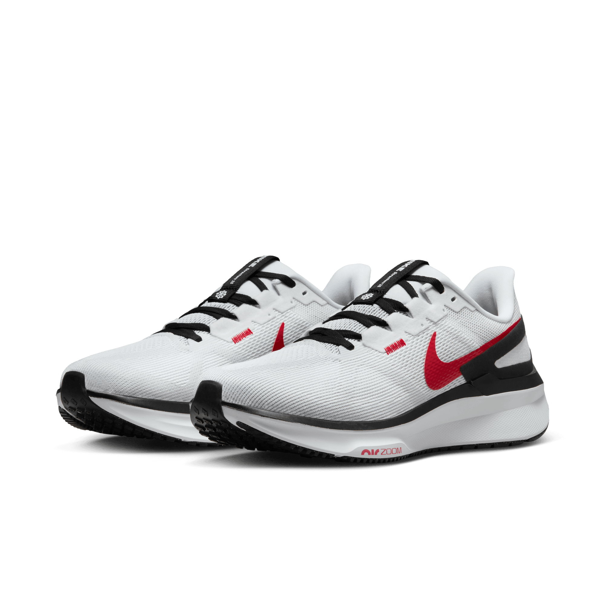 Men's Structure 25 Running Shoes - White/Black/Light Smoke Grey/Fire Red | Lightweight Cushioned Sneakers for Jogging, Gym & Daily Wear