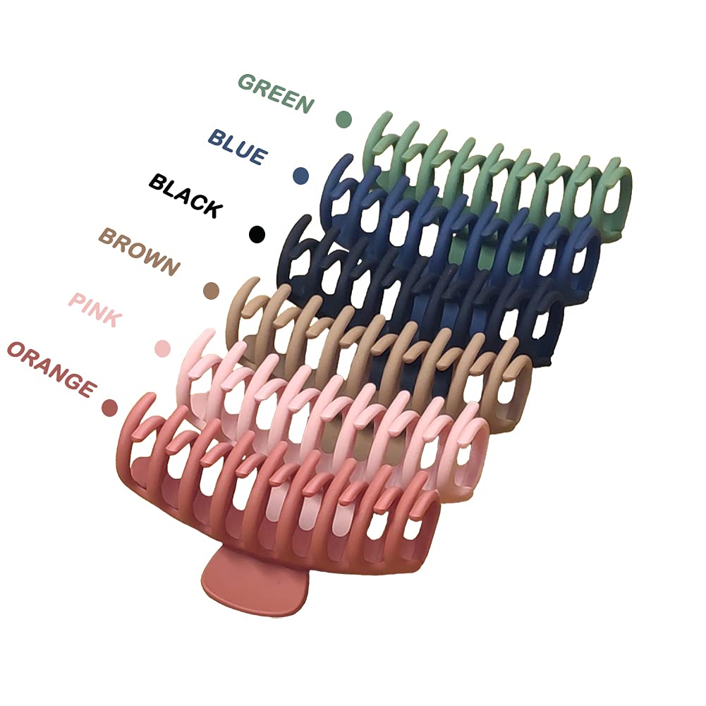 6 Pack Large Hair Claw Clips - 4 Inch Non-Slip Matte Strong Hold Banana Clips for Thick or Thin Hair | Fashion Hair Accessories for Women | Perfect for Ponytails, Buns & Everyday Styling
