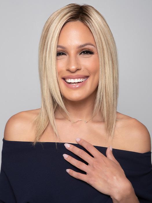 Carrie Lite Human Hair Lace Front Wig with Mono Top - Natural Looking Straight Hair for Daily Wear & Special Occasions