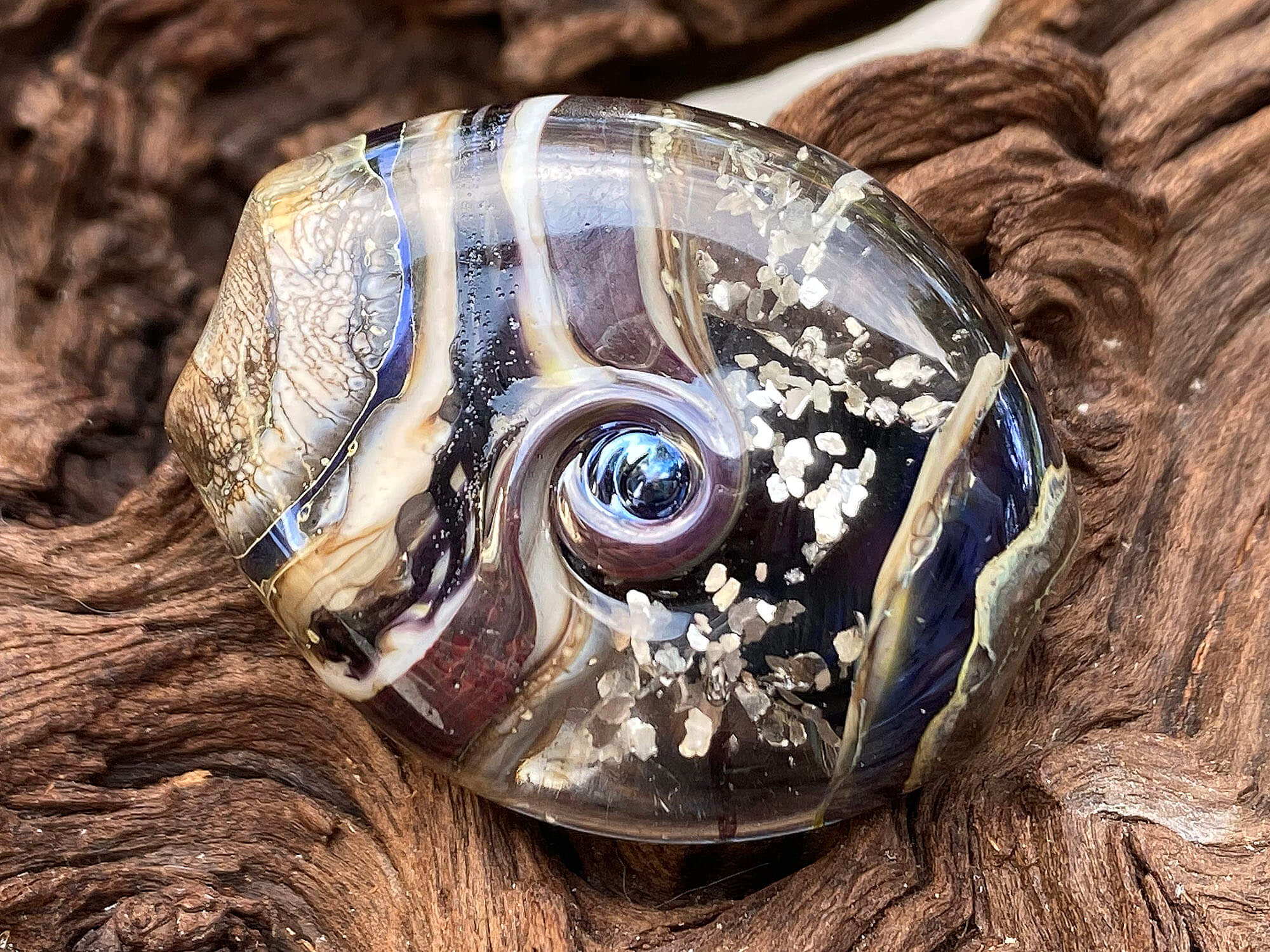 Black Organic Lampwork Focal Bead SRA - Handmade Glass Bead for Jewelry Making, DIY Crafts & Beading Projects | Perfect for Necklaces, Bracelets & Earrings