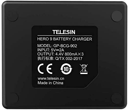 TELESIN 3-Channel GoPro Hero 10/9 Battery Charger with 2-Pack Replacement Batteries & Type-C Cable - Compatible with GoPro Original Charger - Perfect for Travel, Vlogging & Outdoor Adventures